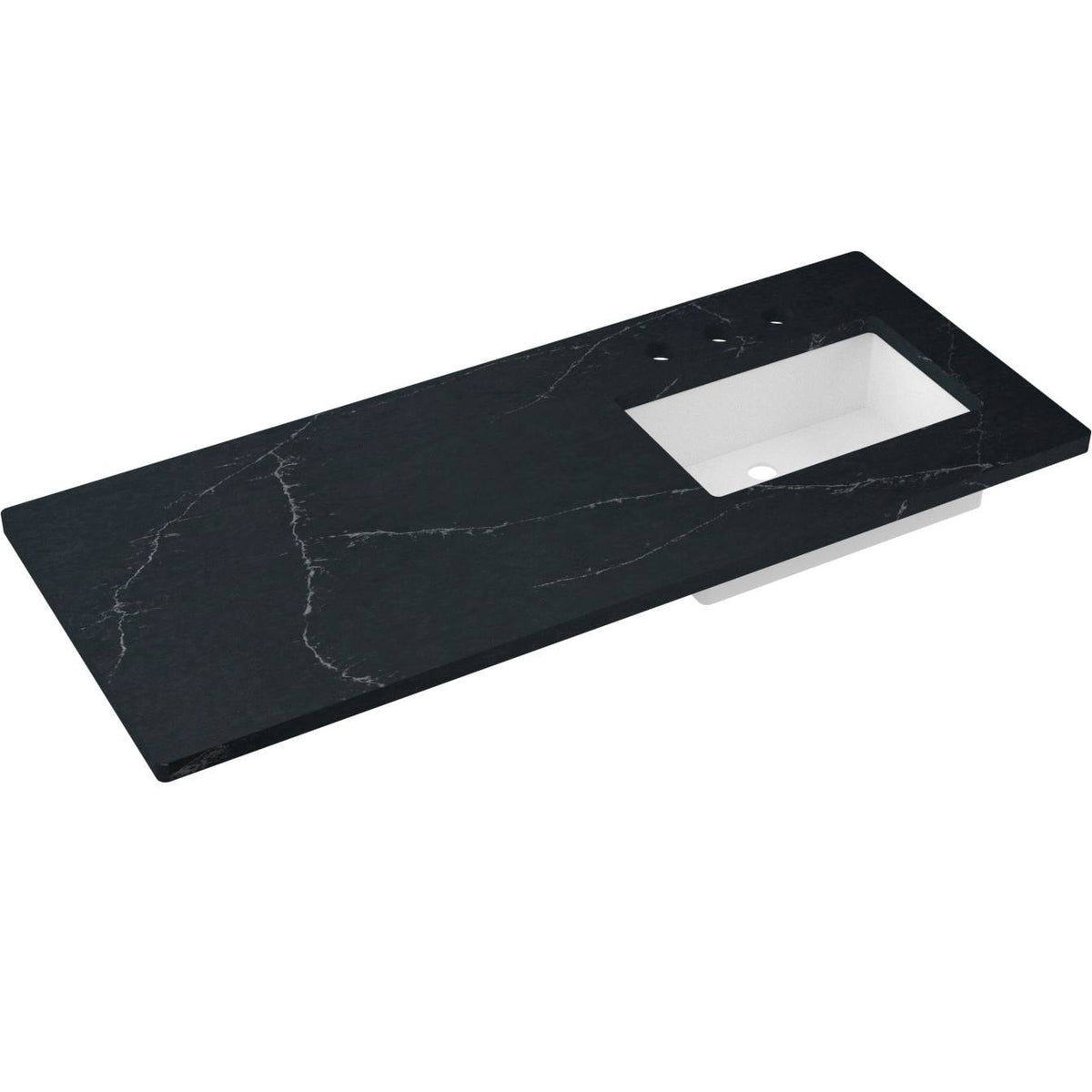 Vanderloc 55&quot; Silestone® Quartz Vanity Top Single Rectangle Right Offset Sink – Eternal Charcoal – Widespread – Not Included