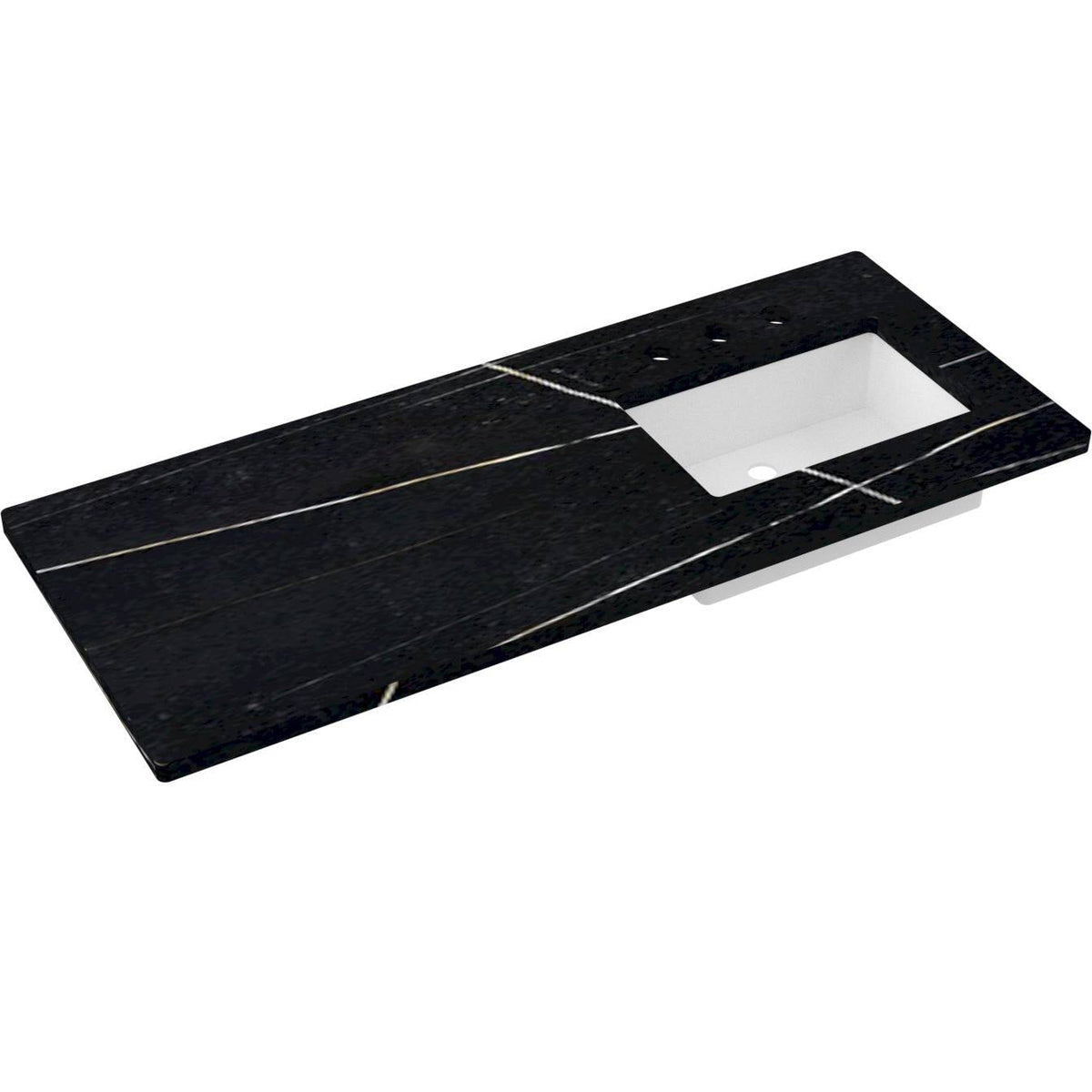 Vanderloc 55&quot; Silestone® Quartz Vanity Top Single Rectangle Right Offset Sink – Eternal Noir – Widespread – Not Included