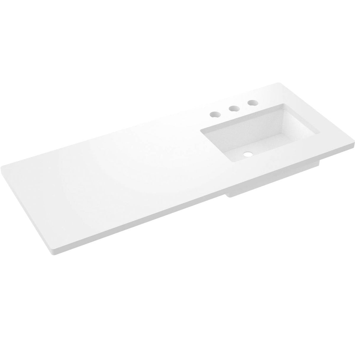 Vanderloc 55&quot; Silestone® Quartz Vanity Top Single Rectangle Right Offset Sink – White Zeus – Widespread – Not Included