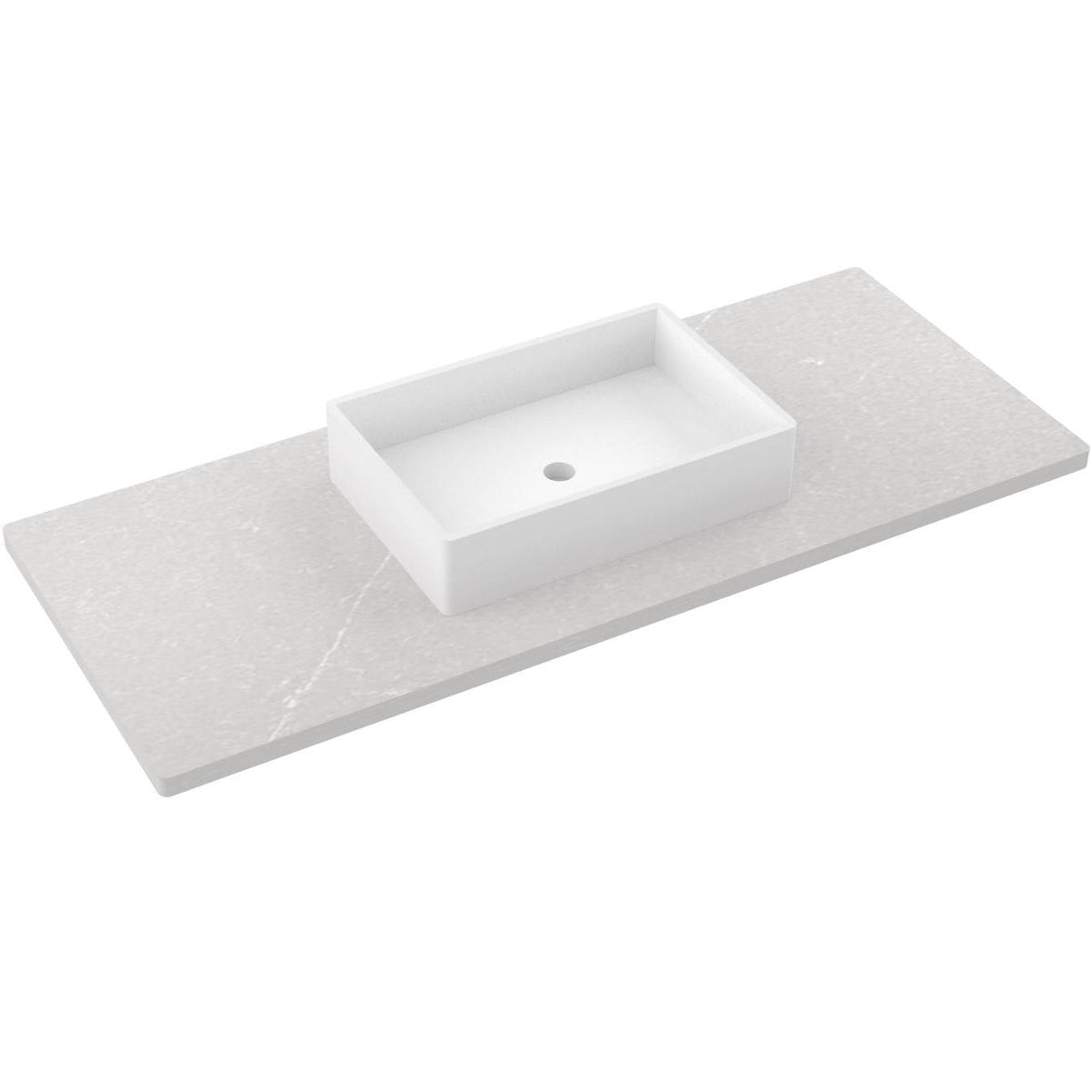 Vanderloc 55&quot; Silestone® Quartz Vanity Top Single Vigo Centered Sink – Desert Silver – No Hole – Not Included