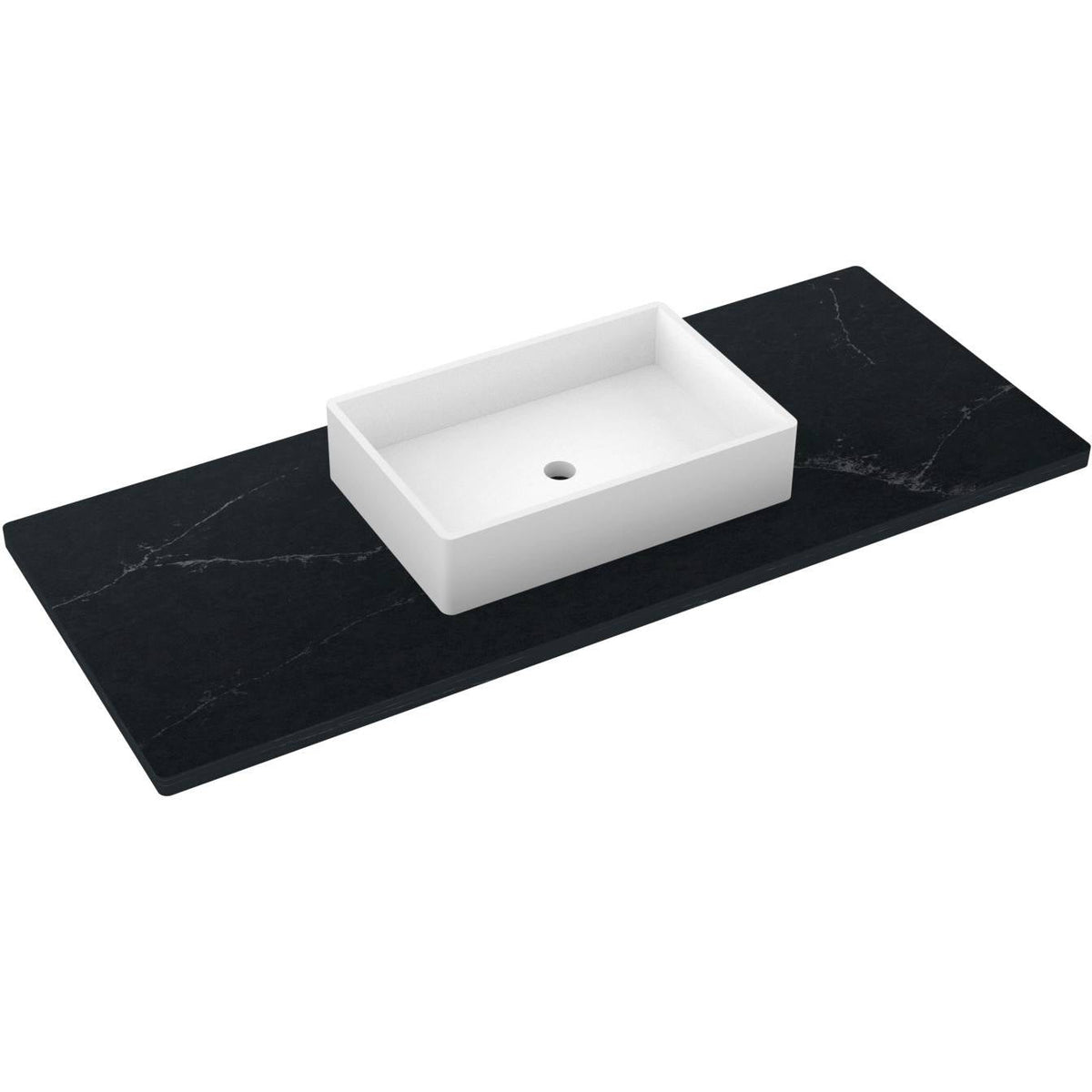 Vanderloc 55&quot; Silestone® Quartz Vanity Top Single Vigo Centered Sink – Eternal Charcoal – No Hole – Not Included