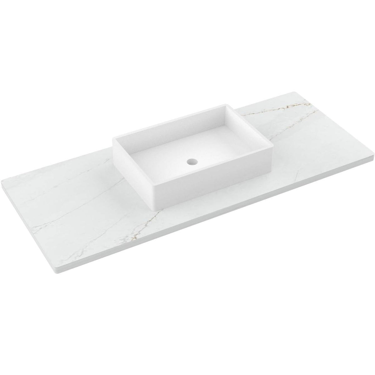 Vanderloc 55&quot; Silestone® Quartz Vanity Top Single Vigo Centered Sink – Ethereal Glow – No Hole – Not Included