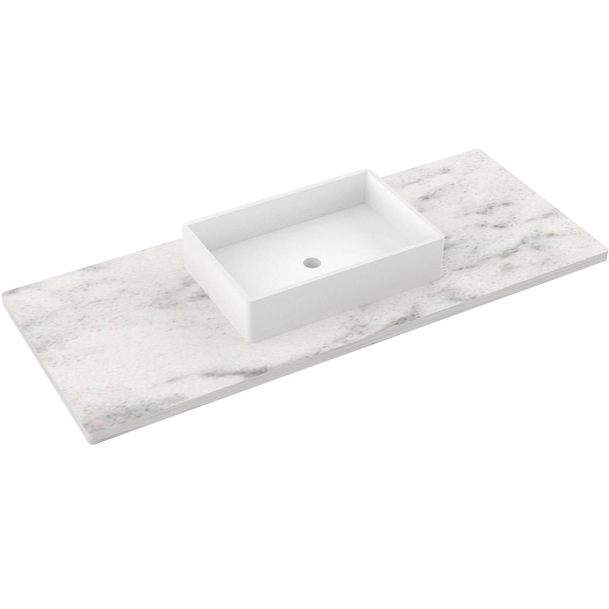 Vanderloc 55&quot; Silestone® Quartz Vanity Top Single Vigo Centered Sink – Helix – No Hole – Not Included