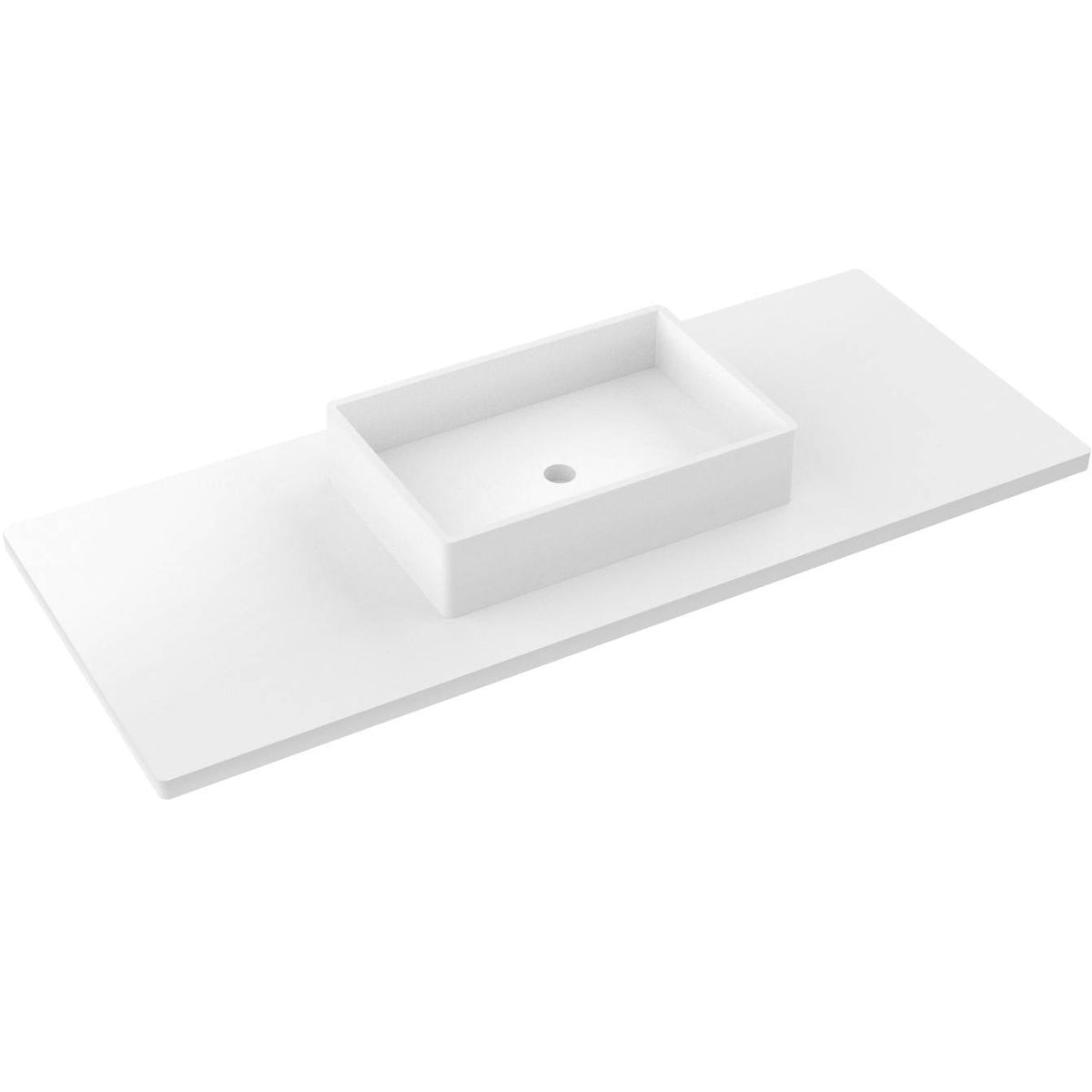 Vanderloc 55&quot; Silestone® Quartz Vanity Top Single Vigo Centered Sink – White Zeus – No Hole – Not Included