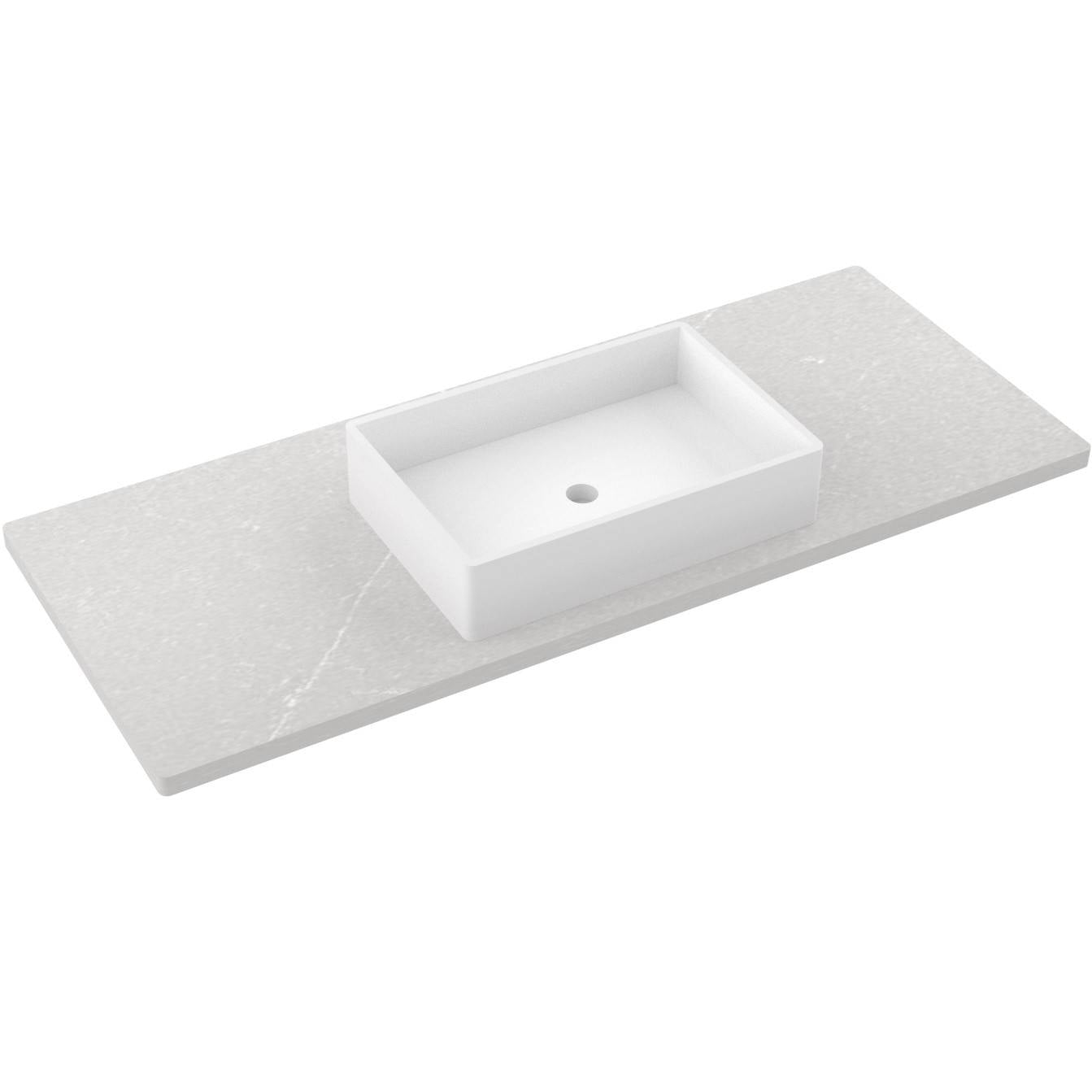 Vanderloc 55" Silestone® Quartz Vanity Top Single Vigo Centered Sink – Desert Silver – Single Hole – Not Included