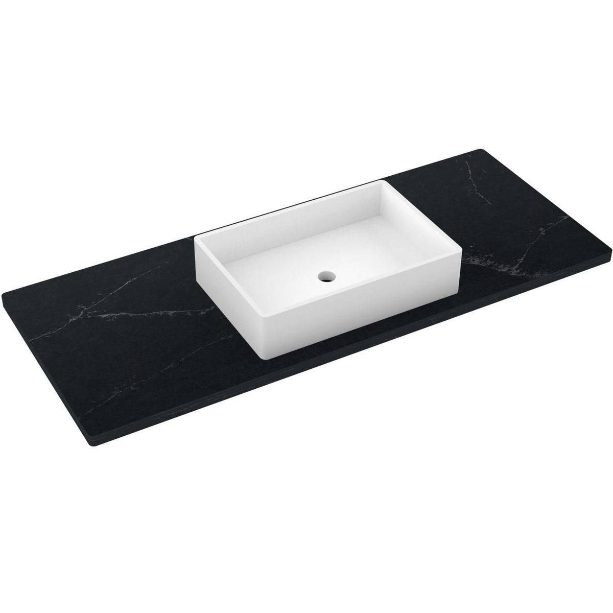 Vanderloc 55&quot; Silestone® Quartz Vanity Top Single Vigo Centered Sink – Eternal Charcoal – Single Hole – Not Included