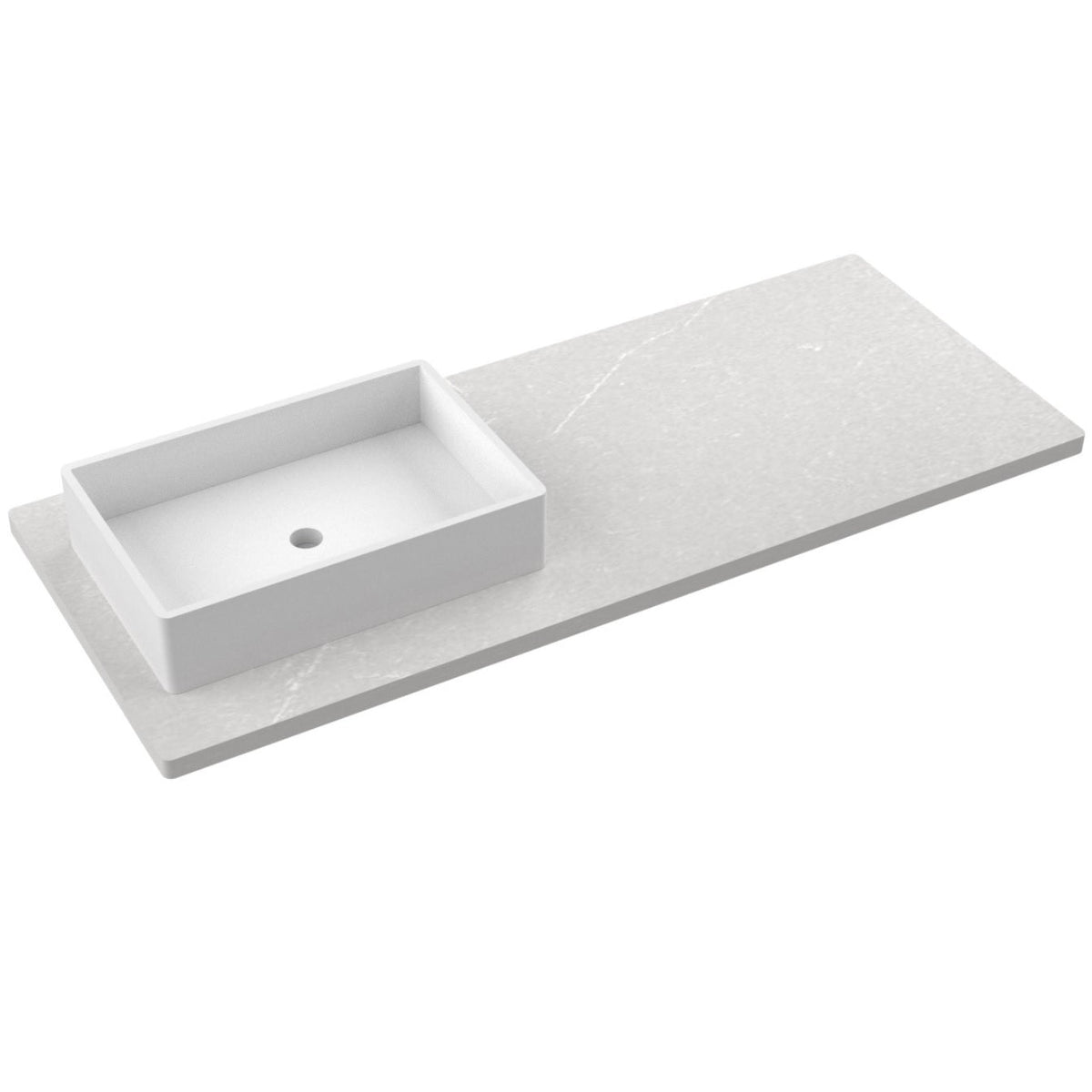 Vanderloc 55&quot; Silestone® Quartz Vanity Top Single Vigo Left Offset Sink – Desert Silver – No Hole – Not Included