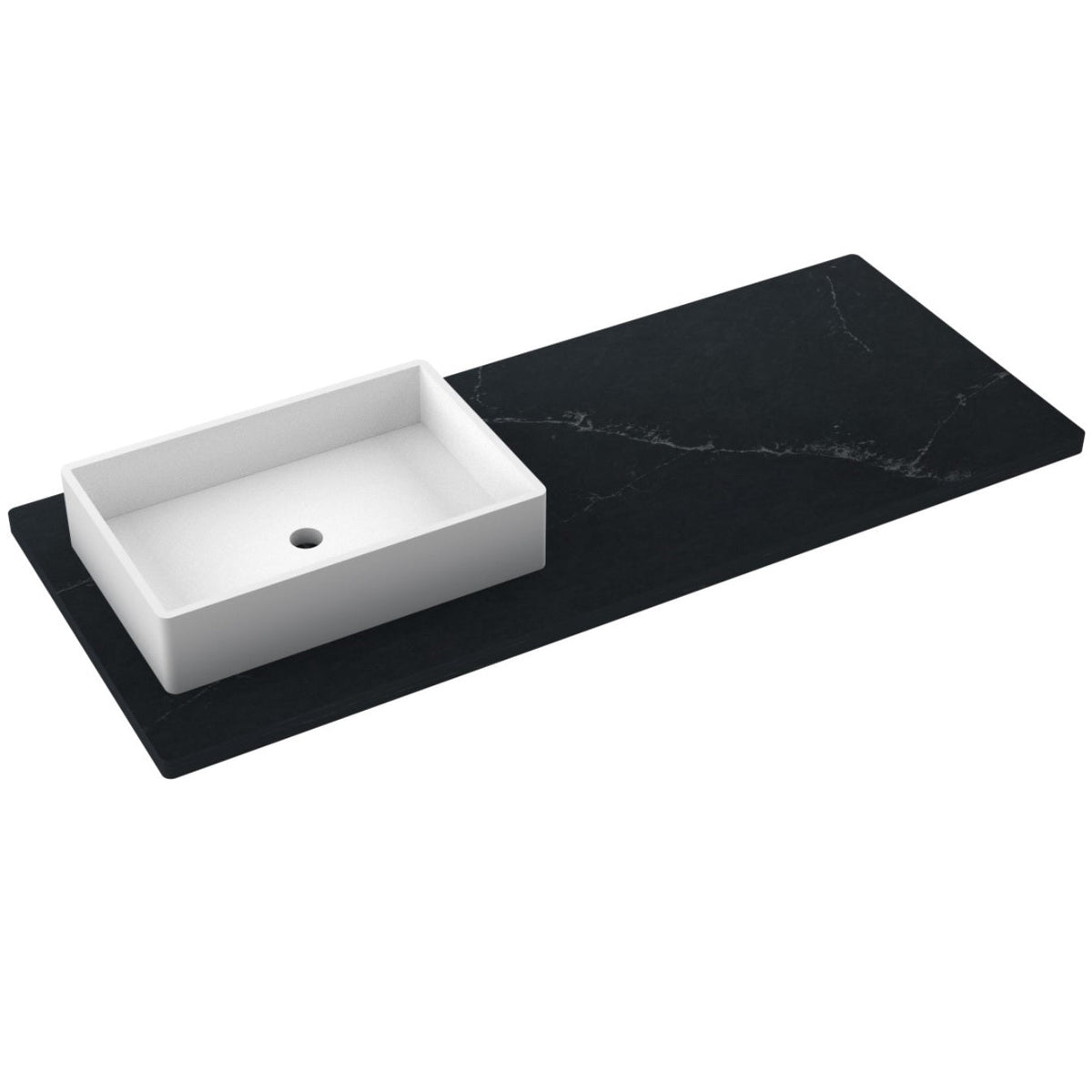 Vanderloc 55&quot; Silestone® Quartz Vanity Top Single Vigo Left Offset Sink – Eternal Charcoal – No Hole – Not Included