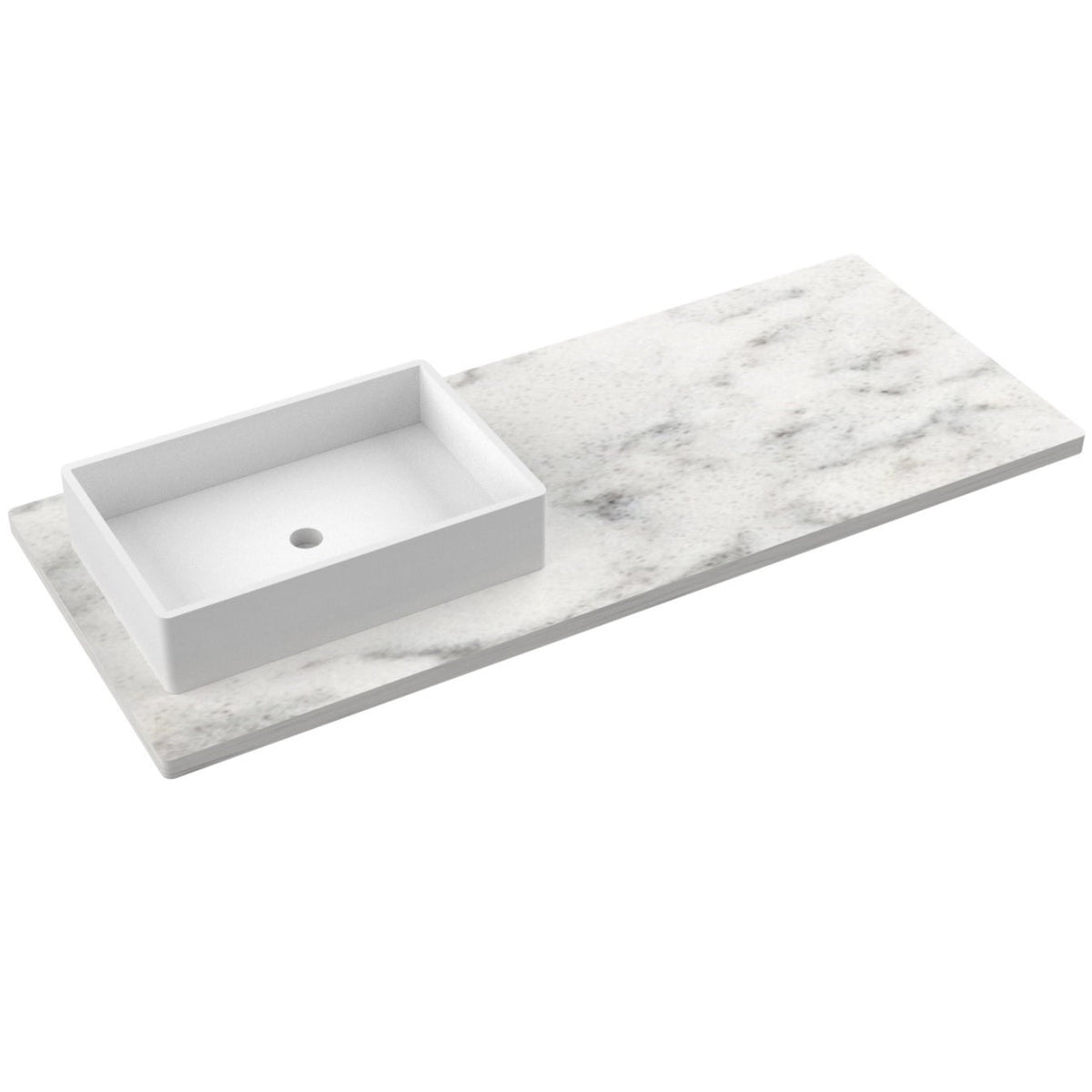 Vanderloc 55&quot; Silestone® Quartz Vanity Top Single Vigo Left Offset Sink – Helix – No Hole – Not Included