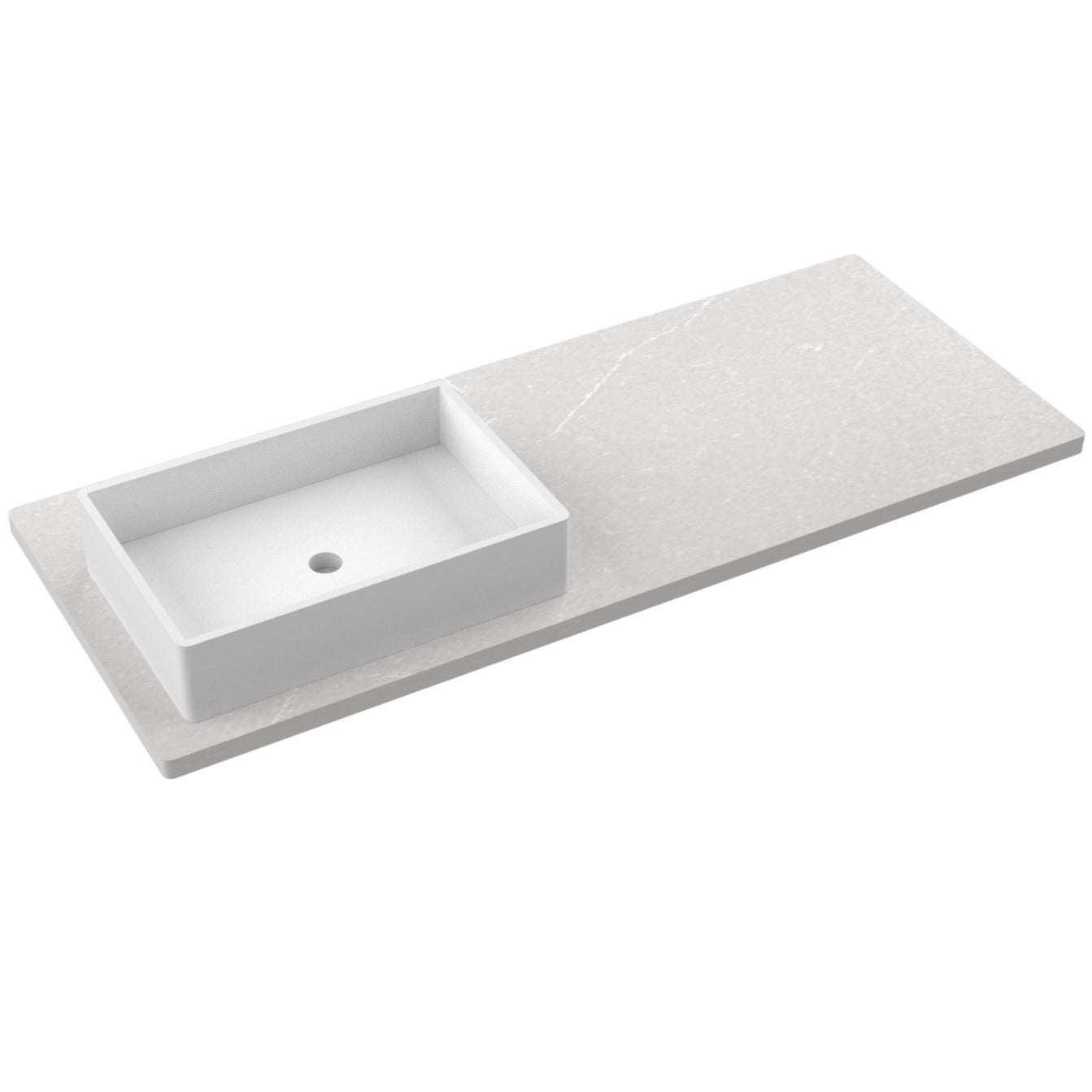 Vanderloc 55" Silestone® Quartz Vanity Top Single Vigo Left Offset Sink – Desert Silver – Single Hole – Not Included