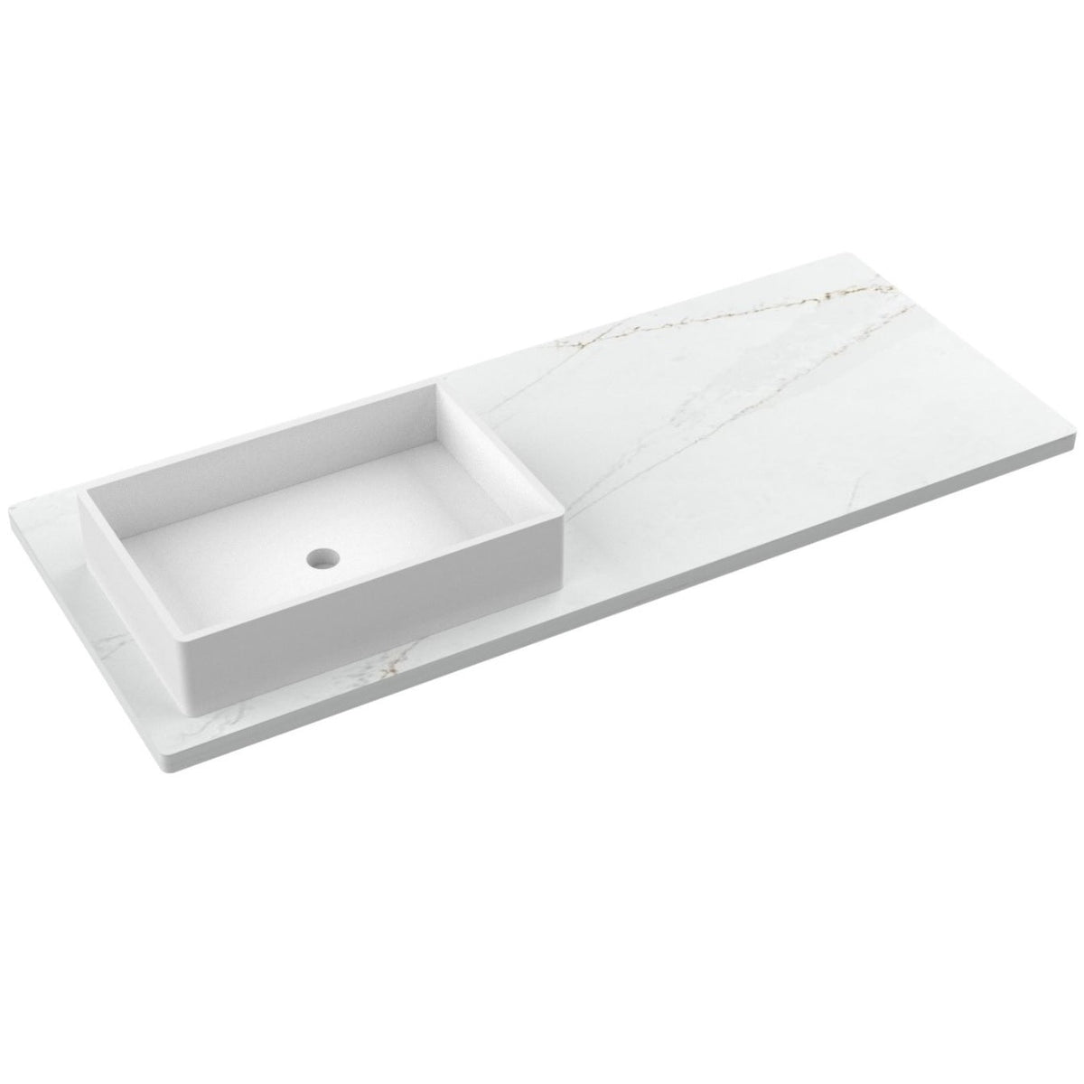 Vanderloc 55&quot; Silestone® Quartz Vanity Top Single Vigo Left Offset Sink – Ethereal Glow – Single Hole – Not Included