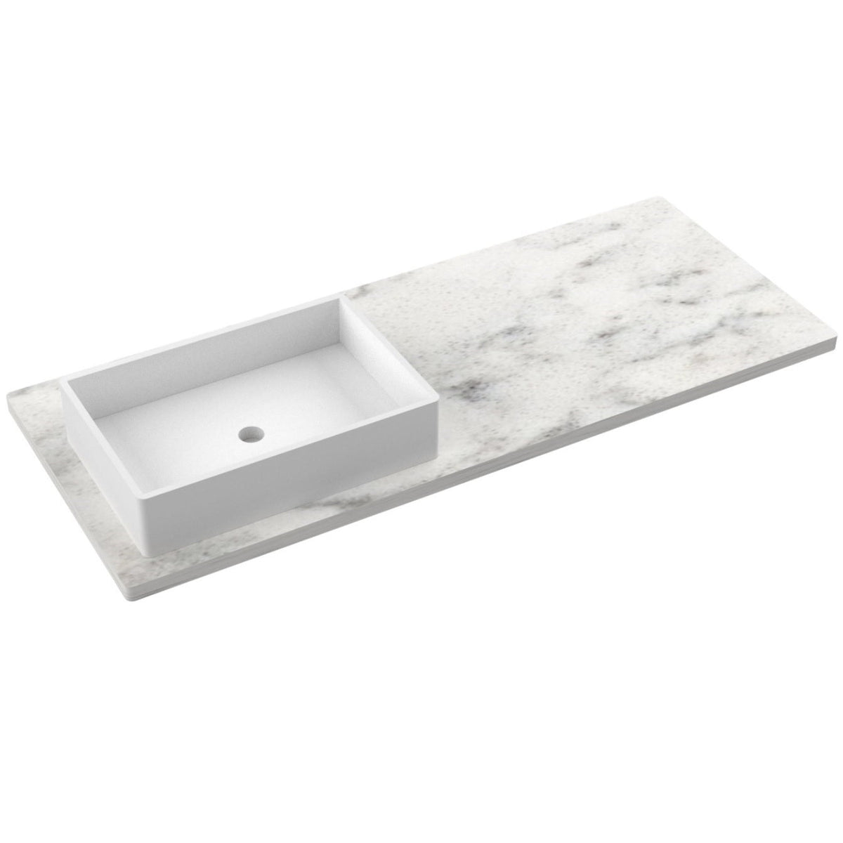 Vanderloc 55&quot; Silestone® Quartz Vanity Top Single Vigo Left Offset Sink – Helix – Single Hole – Not Included