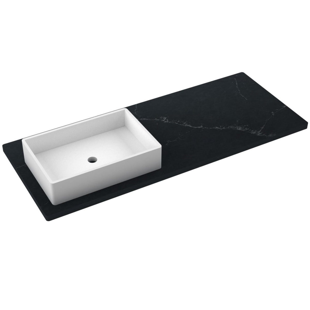 Vanderloc 55&quot; Silestone® Quartz Vanity Top Single Vigo Left Offset Sink – Eternal Charcoal – Widespread – Not Included