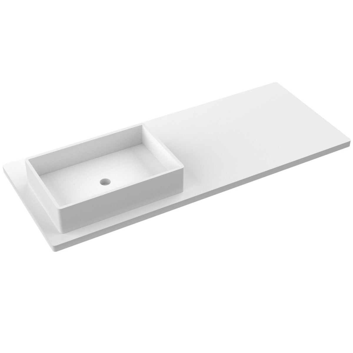 Vanderloc 55&quot; Silestone® Quartz Vanity Top Single Vigo Left Offset Sink – White Zeus – Widespread – Not Included