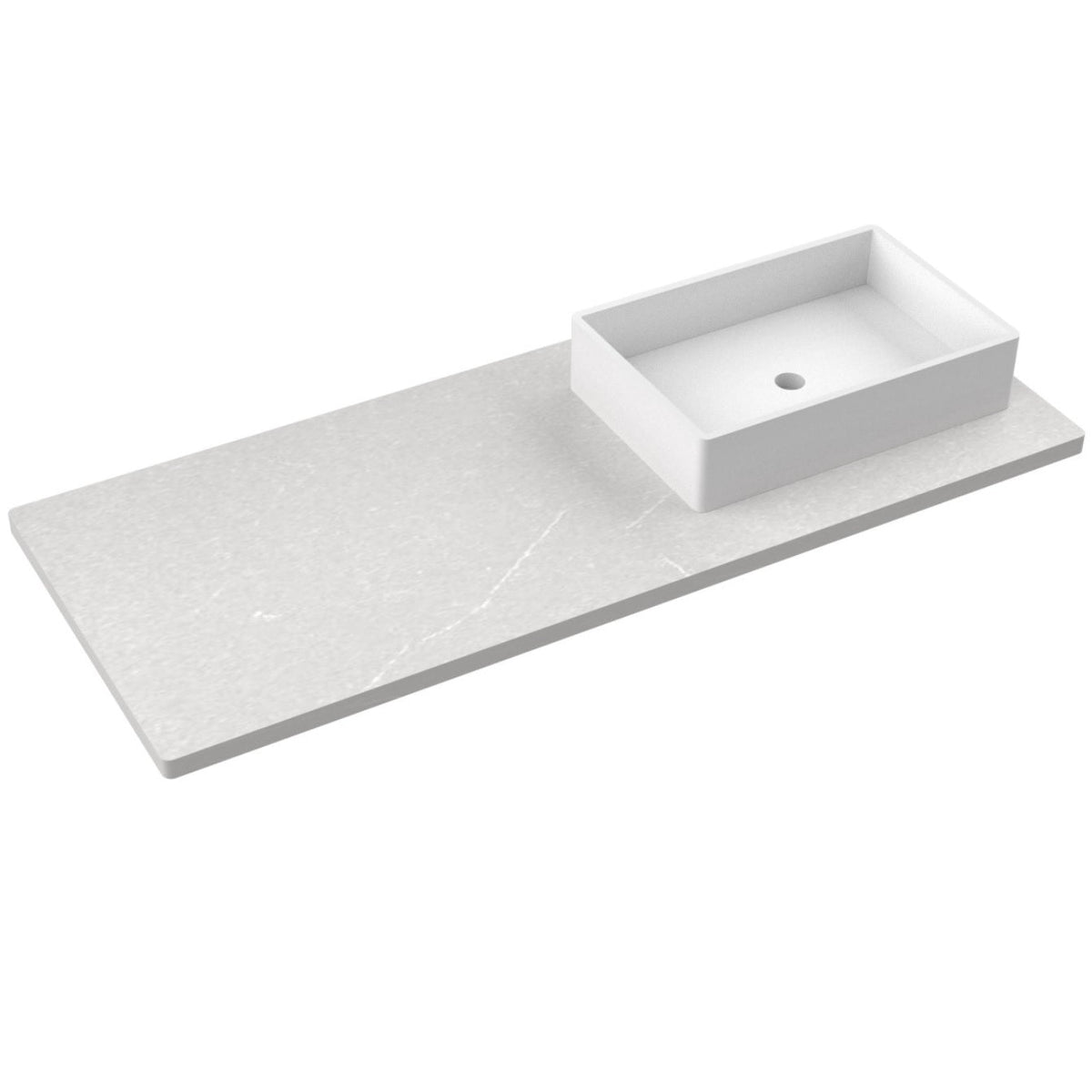 Vanderloc 55&quot; Silestone® Quartz Vanity Top Single Vigo Right Offset Sink – Desert Silver – No Hole – Not Included