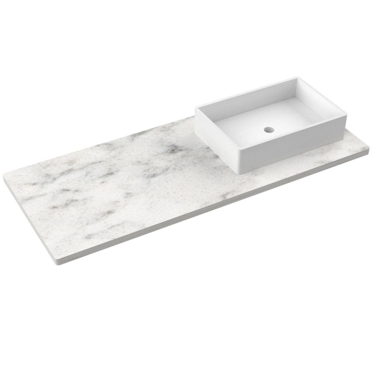 Vanderloc 55&quot; Silestone® Quartz Vanity Top Single Vigo Right Offset Sink – Helix – No Hole – Not Included