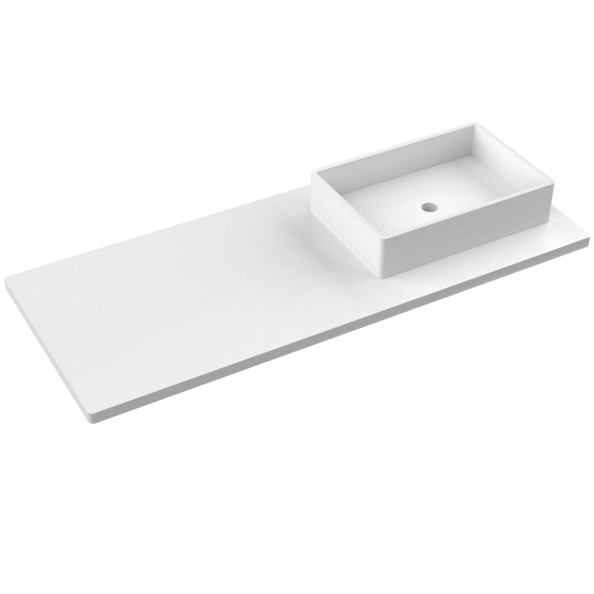 Vanderloc 55&quot; Silestone® Quartz Vanity Top Single Vigo Right Offset Sink – White Zeus – No Hole – Not Included