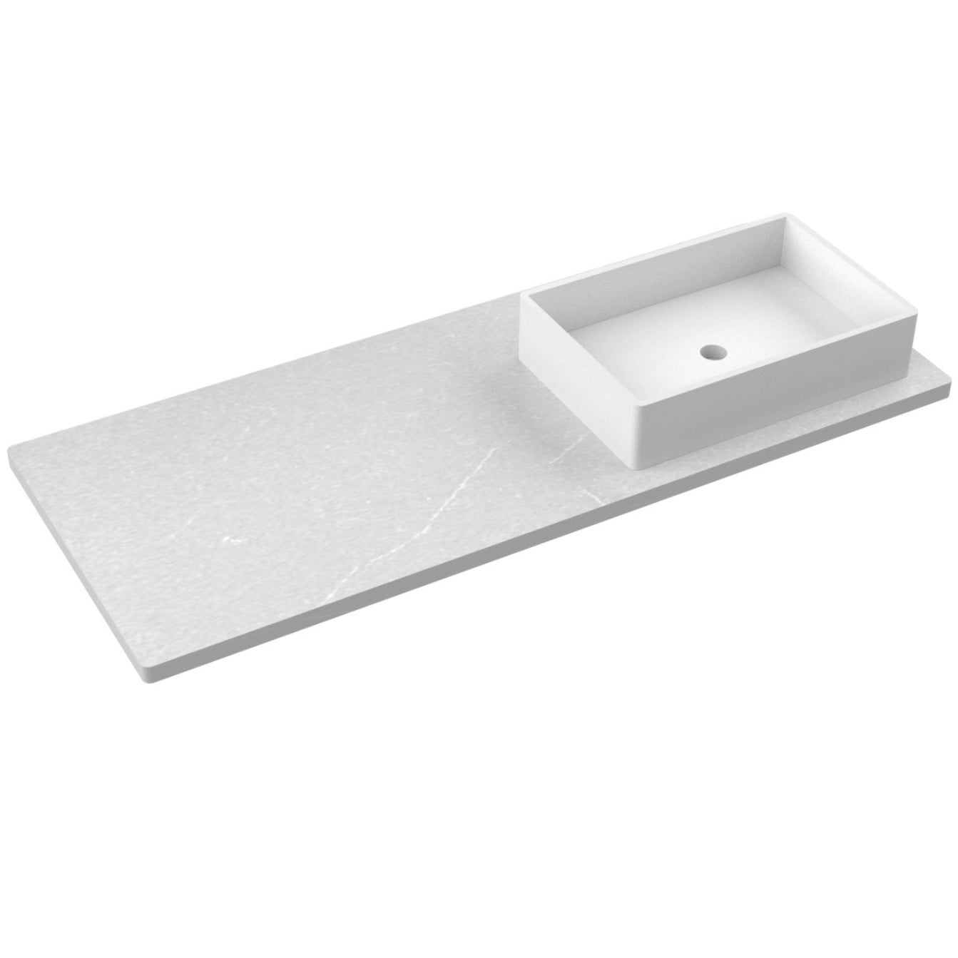 Vanderloc 55" Silestone® Quartz Vanity Top Single Vigo Right Offset Sink – Desert Silver – Single Hole – Not Included