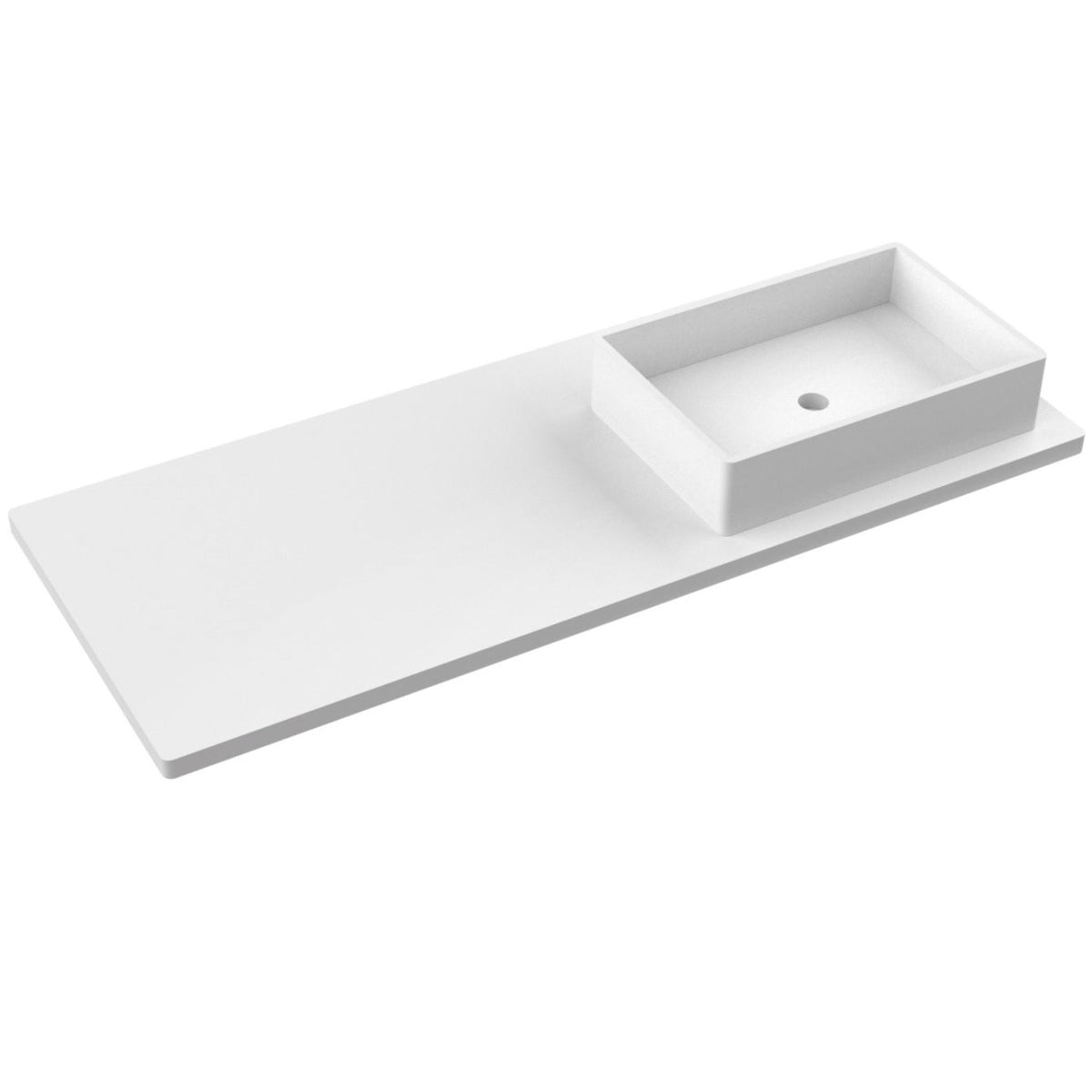 Vanderloc 55&quot; Silestone® Quartz Vanity Top Single Vigo Right Offset Sink – White Zeus – Single Hole – Not Included