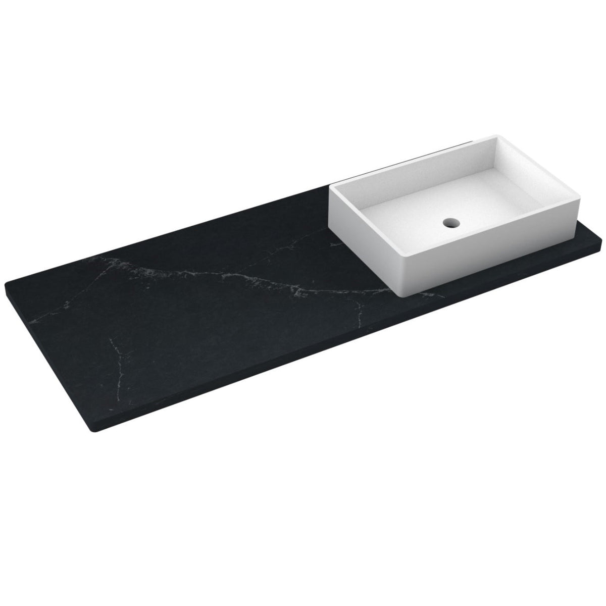 Vanderloc 55&quot; Silestone® Quartz Vanity Top Single Vigo Right Offset Sink – Eternal Charcoal – Widespread – Not Included