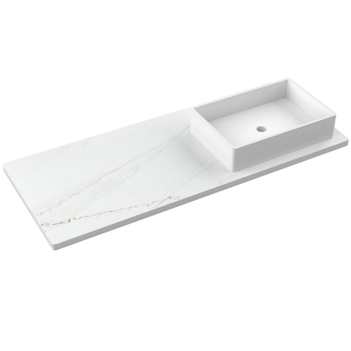 Vanderloc 55&quot; Silestone® Quartz Vanity Top Single Vigo Right Offset Sink – Ethereal Glow – Widespread – Not Included