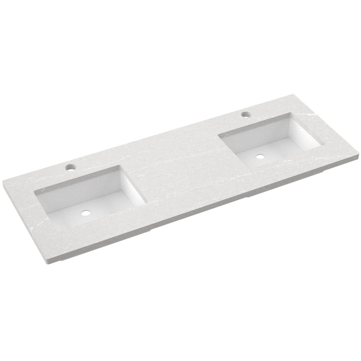 Vanderloc 61" Silestone® Quartz Vanity Top Double Rectangle Centered Sink – Desert Silver – Single Hole – Not Included