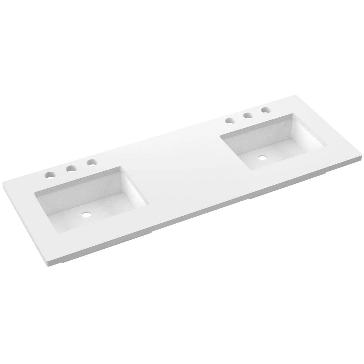 Vanderloc 61&quot; Silestone® Quartz Vanity Top Double Rectangle Offset Sink – White Zeus – Widespread – Not Included