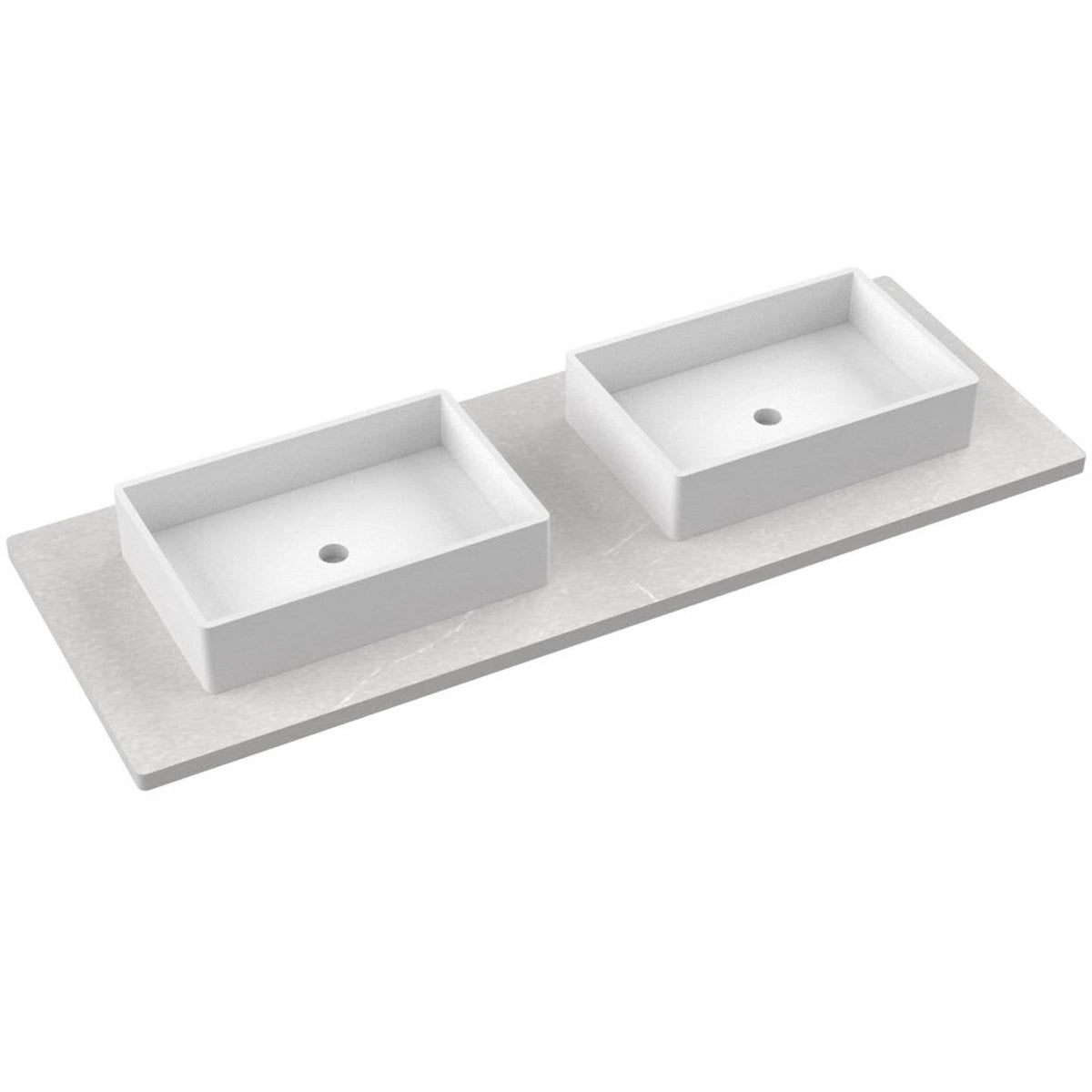 Vanderloc 61&quot; Silestone® Quartz Vanity Top Double Vigo Centered Sink – Desert Silver – No Hole – Not Included