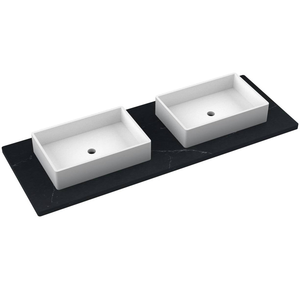 Vanderloc 61&quot; Silestone® Quartz Vanity Top Double Vigo Centered Sink – Eternal Charcoal – No Hole – Not Included