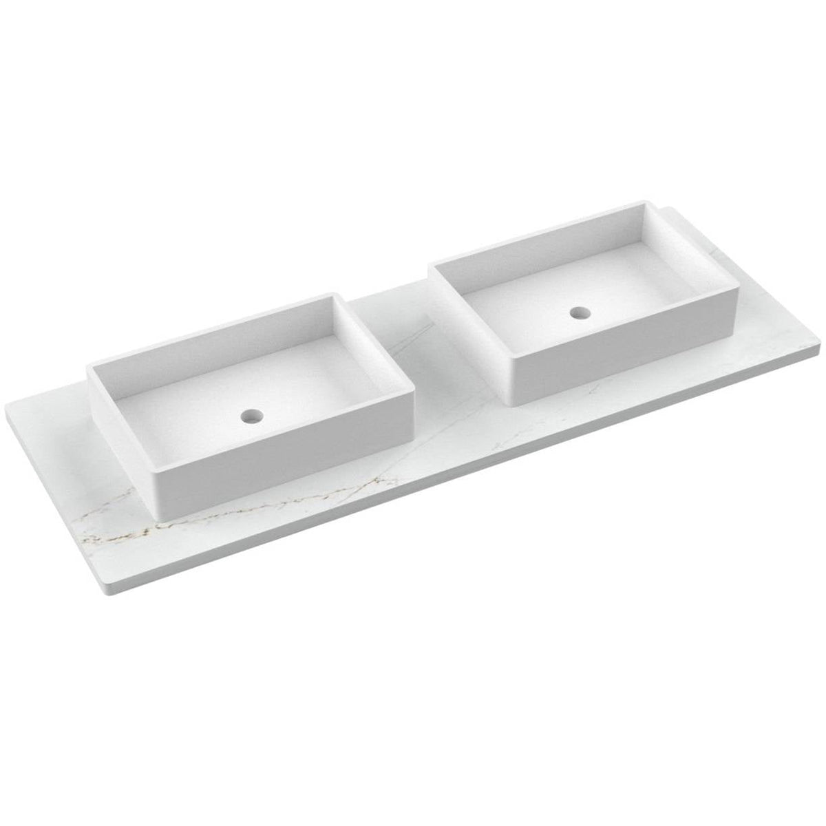 Vanderloc 61&quot; Silestone® Quartz Vanity Top Double Vigo Centered Sink – Ethereal Glow – No Hole – Not Included