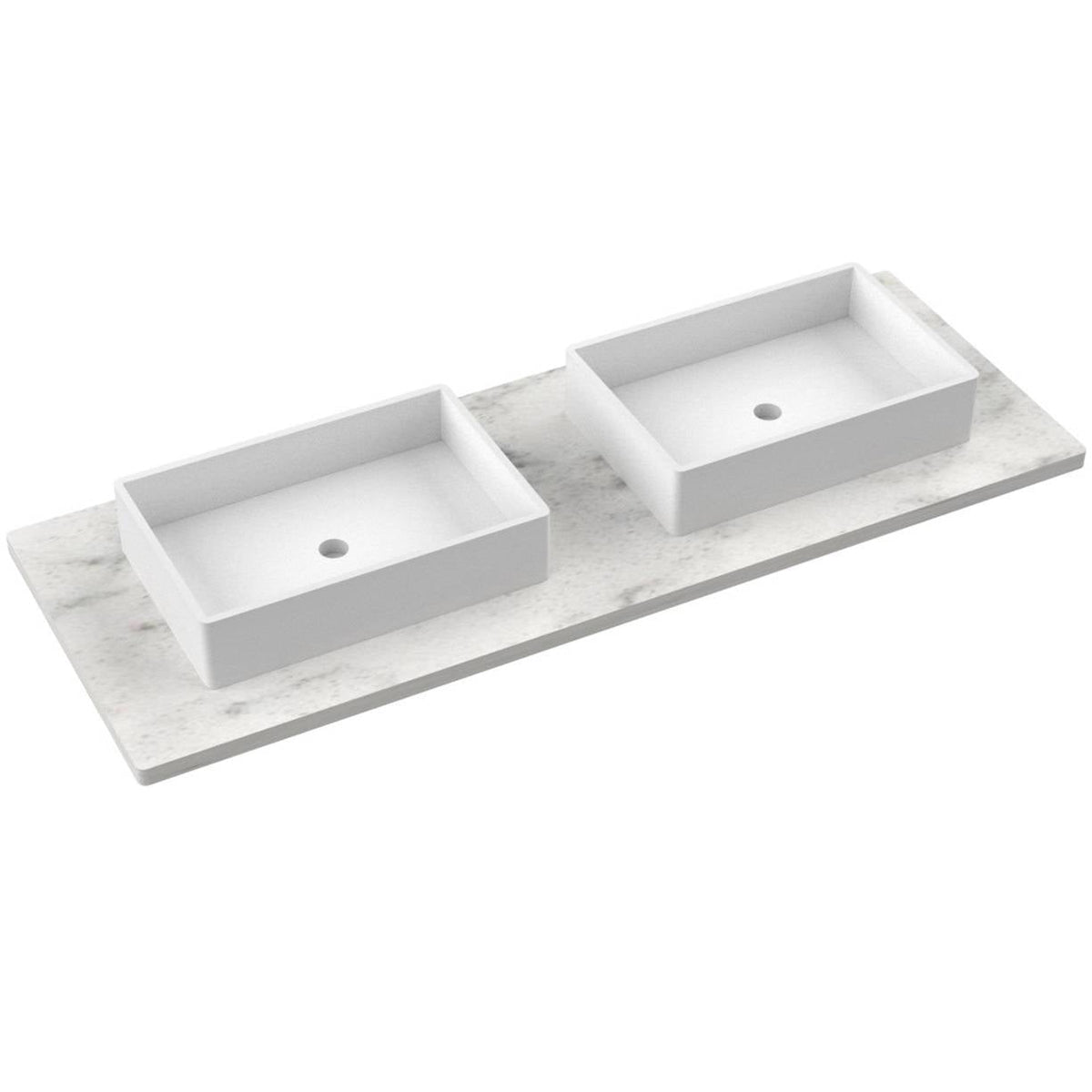 Vanderloc 61&quot; Silestone® Quartz Vanity Top Double Vigo Centered Sink – Helix – No Hole – Not Included