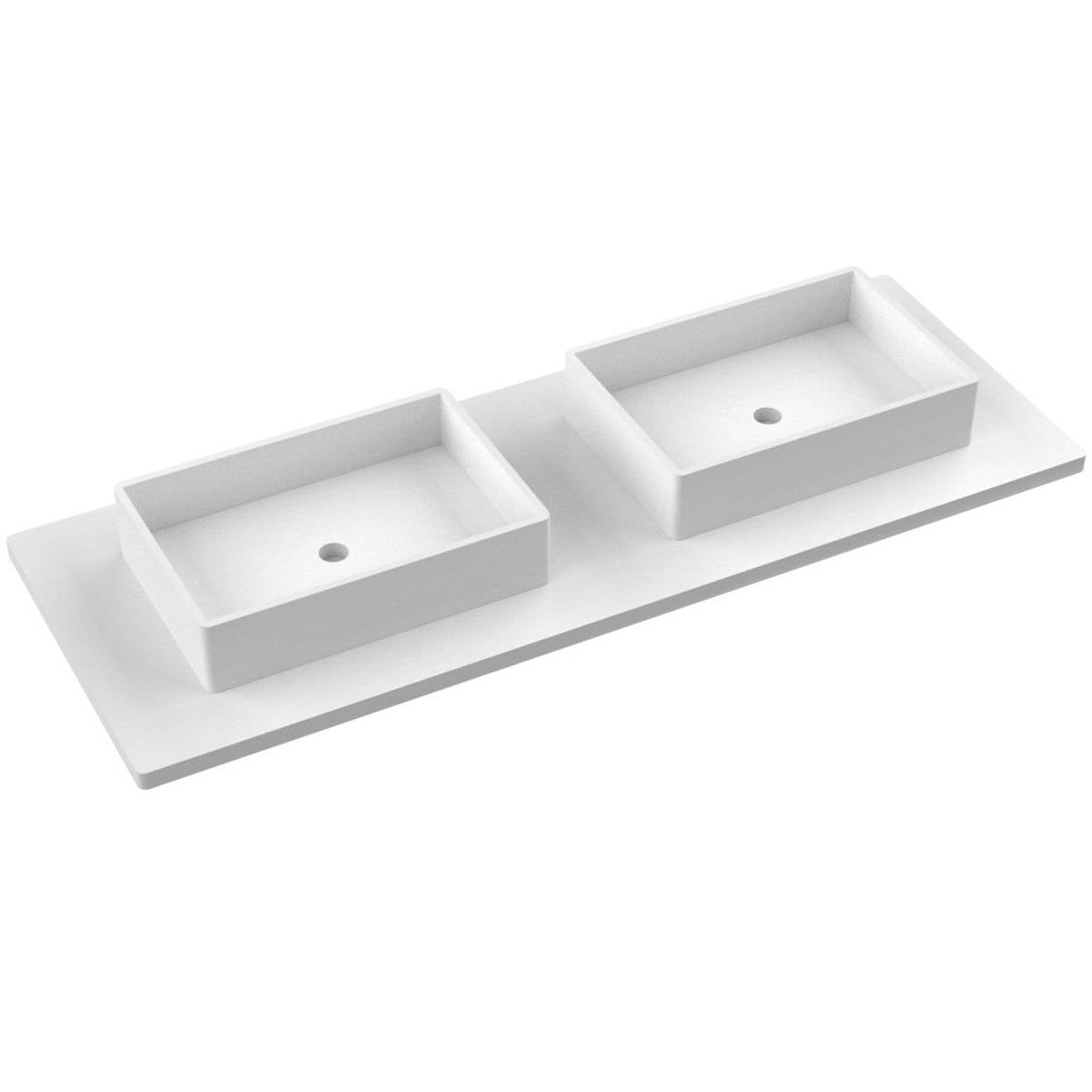Vanderloc 61&quot; Silestone® Quartz Vanity Top Double Vigo Centered Sink – White Zeus – No Hole – Not Included