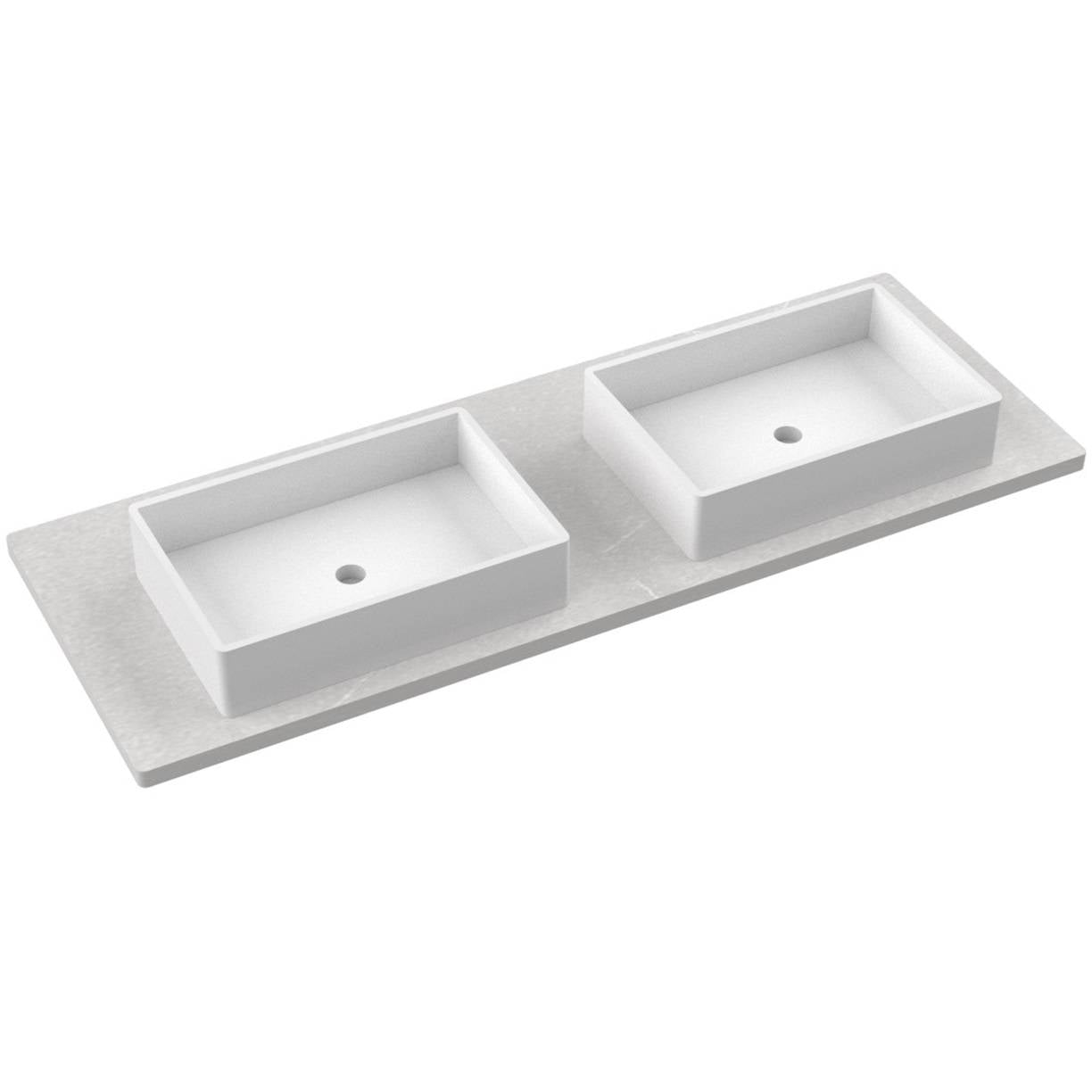 Vanderloc 61" Silestone® Quartz Vanity Top Double Vigo Centered Sink – Desert Silver – Single Hole – Not Included