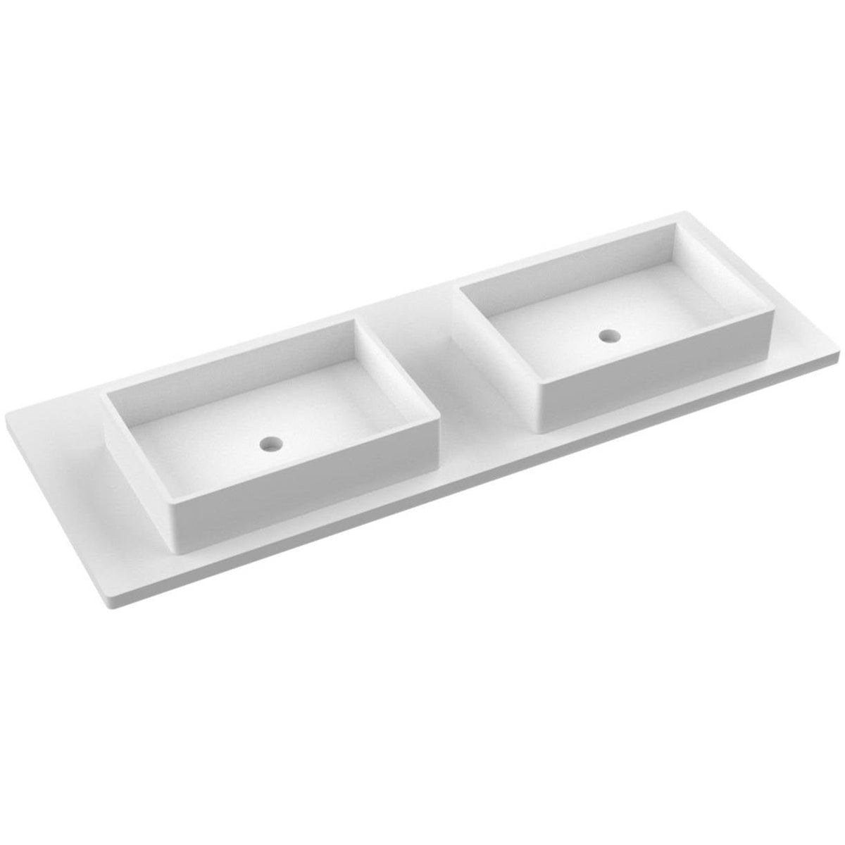 Vanderloc 61&quot; Silestone® Quartz Vanity Top Double Vigo Centered Sink – White Zeus – Single Hole – Not Included