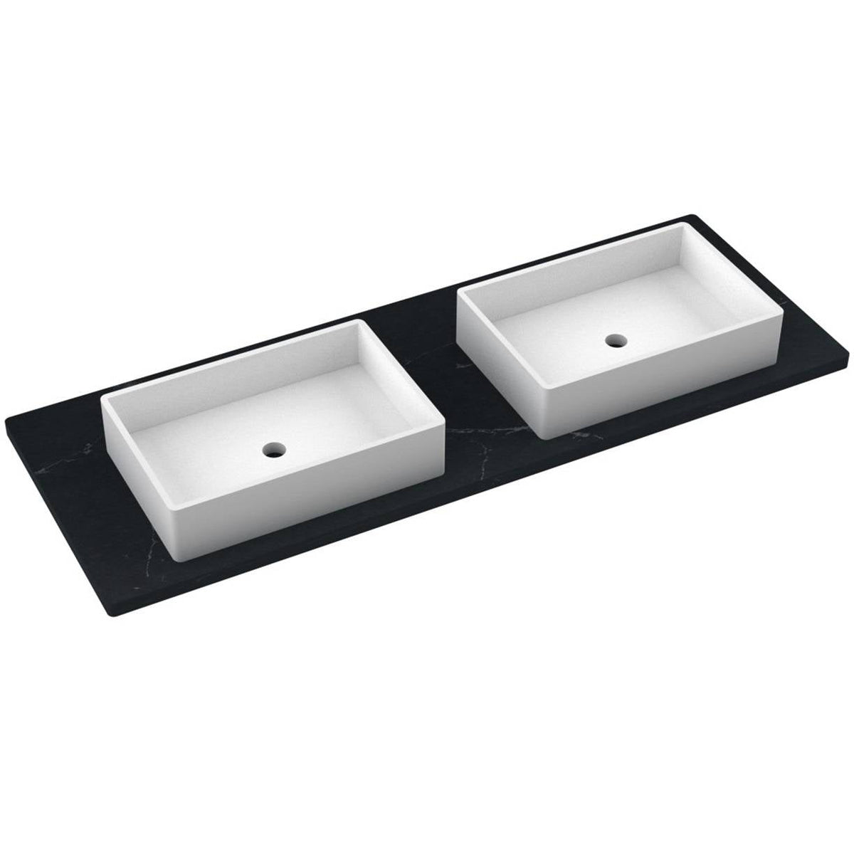 Vanderloc 61&quot; Silestone® Quartz Vanity Top Double Vigo Centered Sink – Eternal Charcoal – Widespread – Not Included