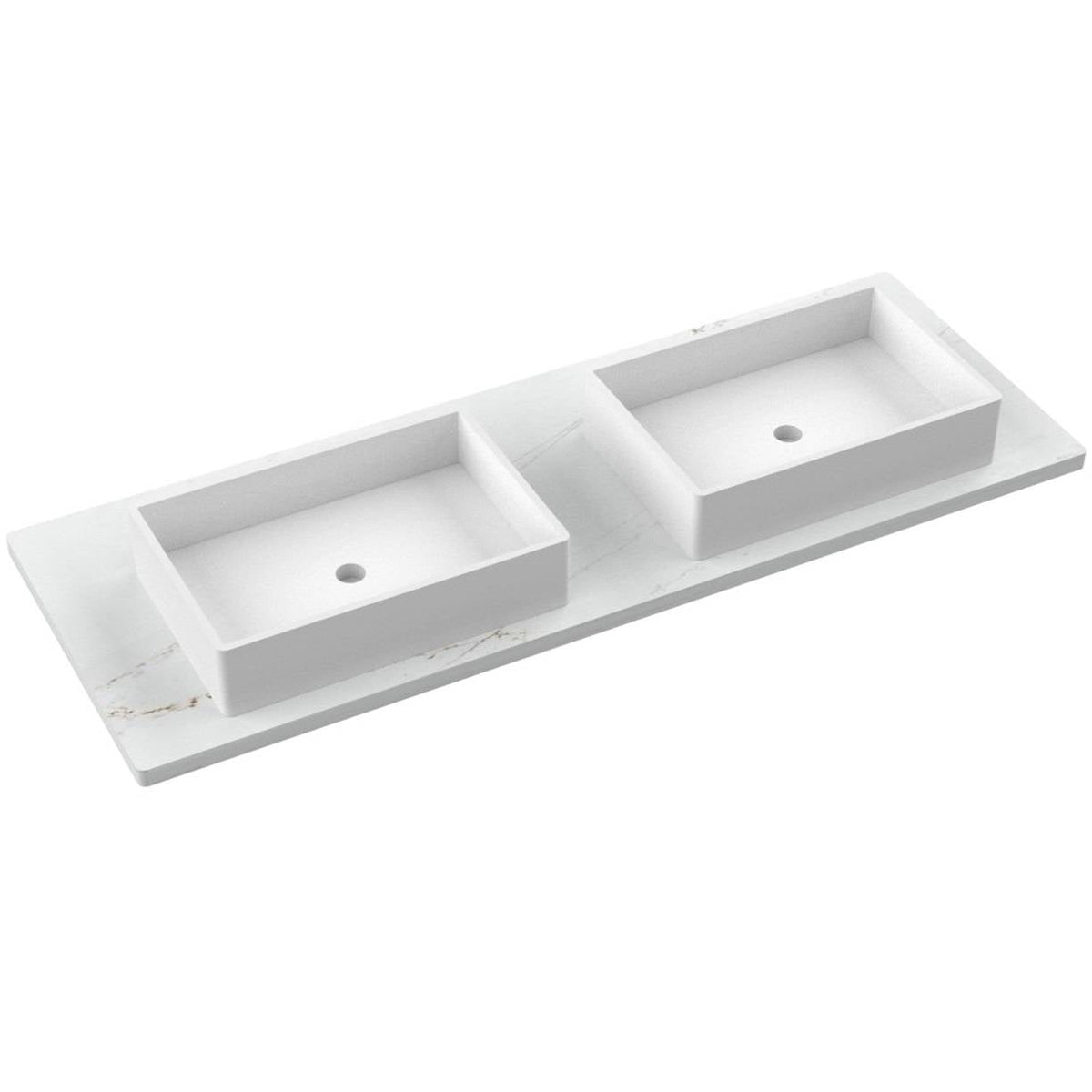 Vanderloc 61&quot; Silestone® Quartz Vanity Top Double Vigo Centered Sink – Ethereal Glow – Widespread – Not Included