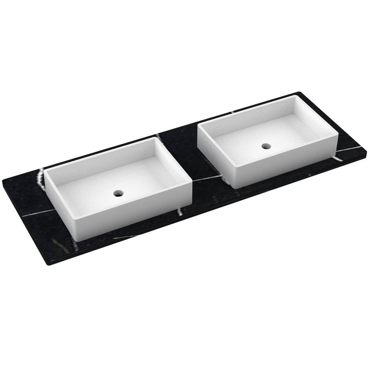 Vanderloc 61&quot; Silestone® Quartz Vanity Top Double Vigo Centered Sink – Eternal Noir – Widespread – Not Included