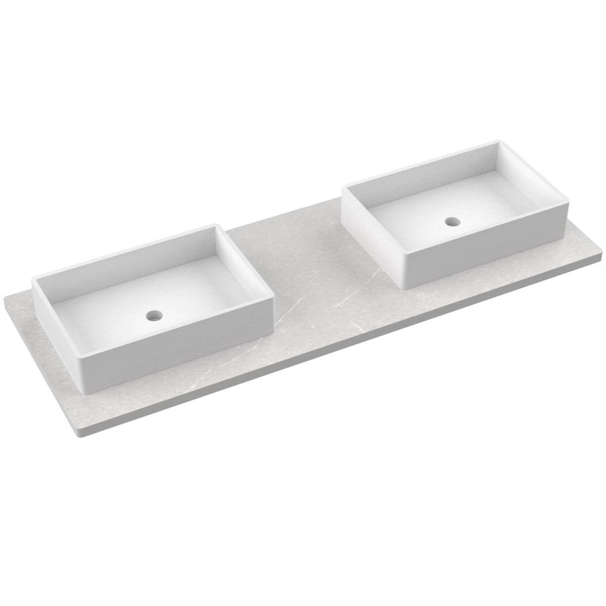 Vanderloc 61&quot; Silestone® Quartz Vanity Top Double Vigo Offset Sink – Desert Silver – No Hole – Not Included