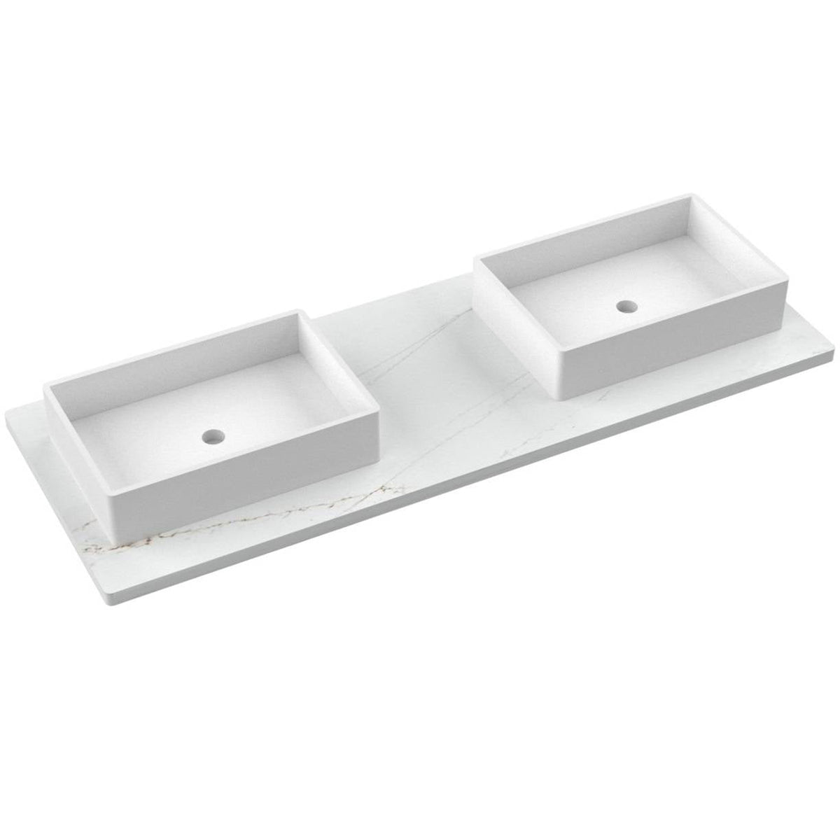 Vanderloc 61&quot; Silestone® Quartz Vanity Top Double Vigo Offset Sink – Ethereal Glow – No Hole – Not Included