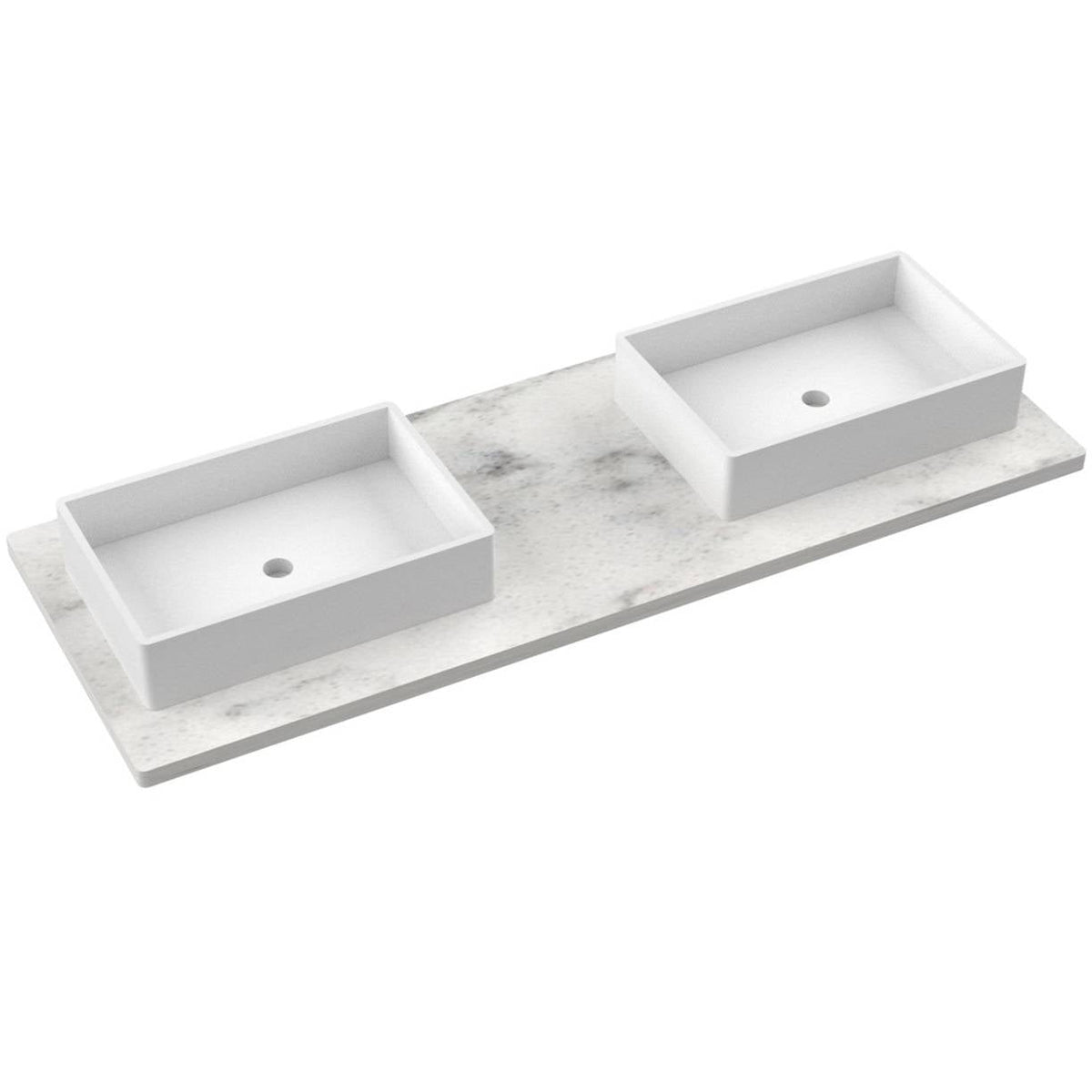 Vanderloc 61&quot; Silestone® Quartz Vanity Top Double Vigo Offset Sink – Helix – No Hole – Not Included