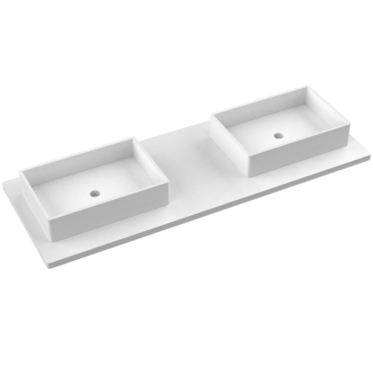 Vanderloc 61&quot; Silestone® Quartz Vanity Top Double Vigo Offset Sink – White Zeus – No Hole – Not Included