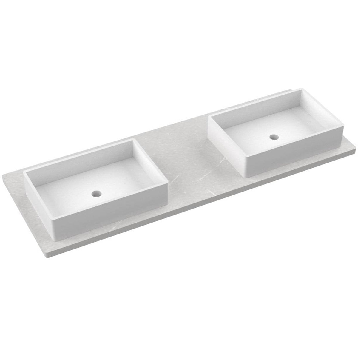 Vanderloc 61&quot; Silestone® Quartz Vanity Top Double Vigo Offset Sink – Desert Silver – Single Hole – Not Included