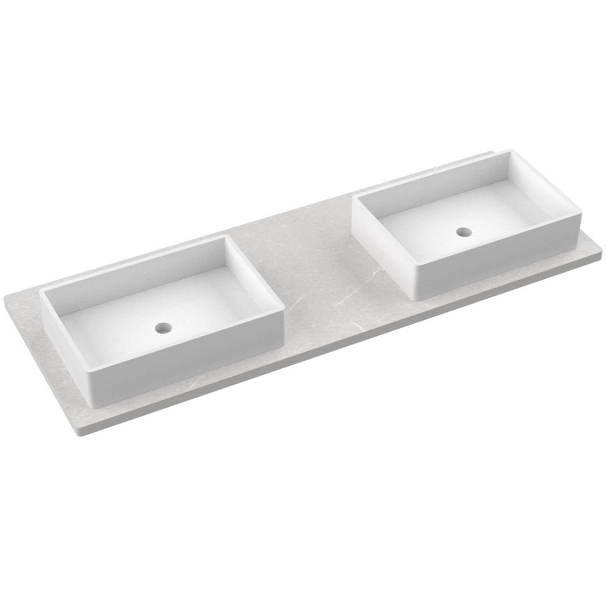 Vanderloc 61" Silestone® Quartz Vanity Top Double Vigo Offset Sink – Desert Silver – Single Hole – Not Included
