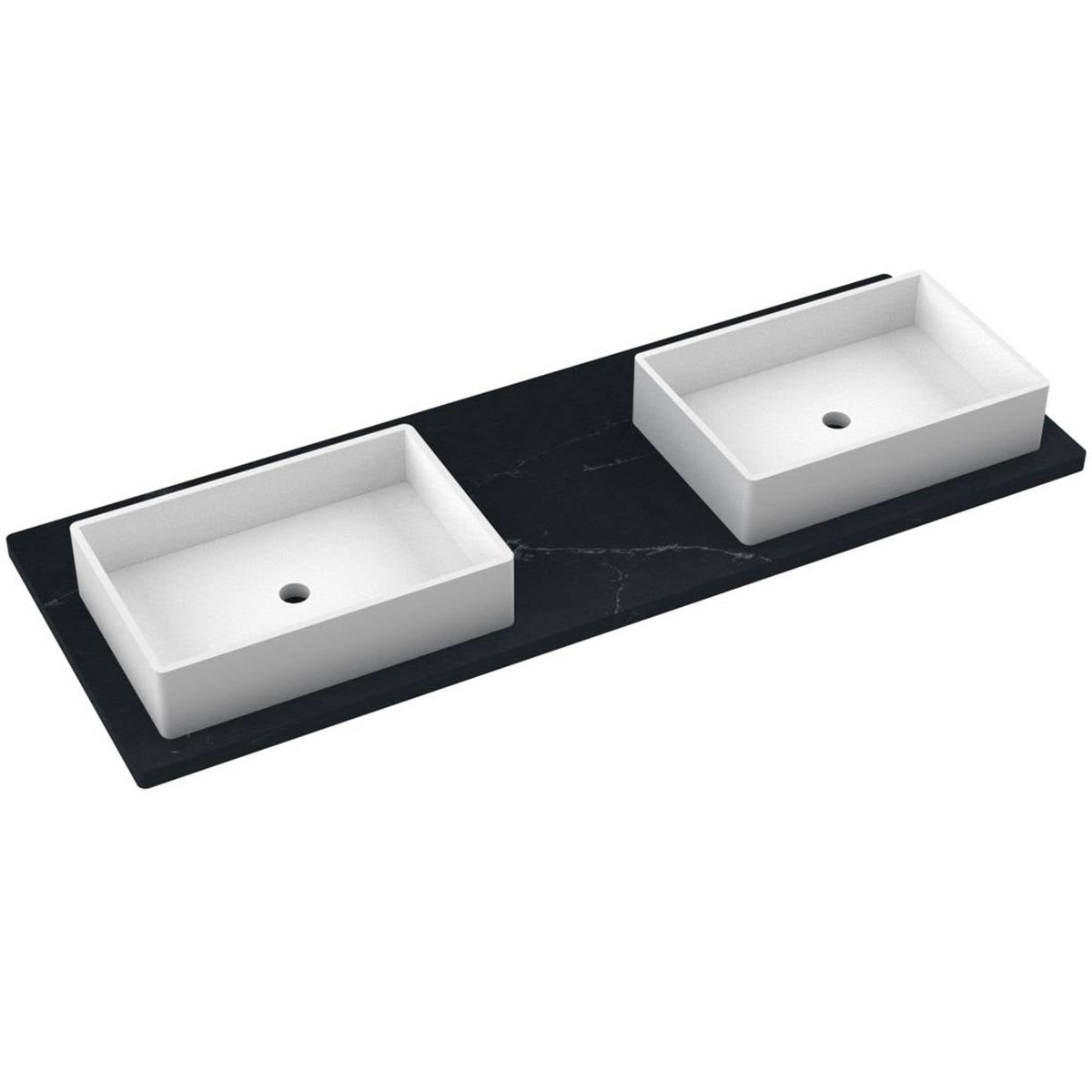 Vanderloc 61&quot; Silestone® Quartz Vanity Top Double Vigo Offset Sink – Eternal Charcoal – Widespread – Not Included