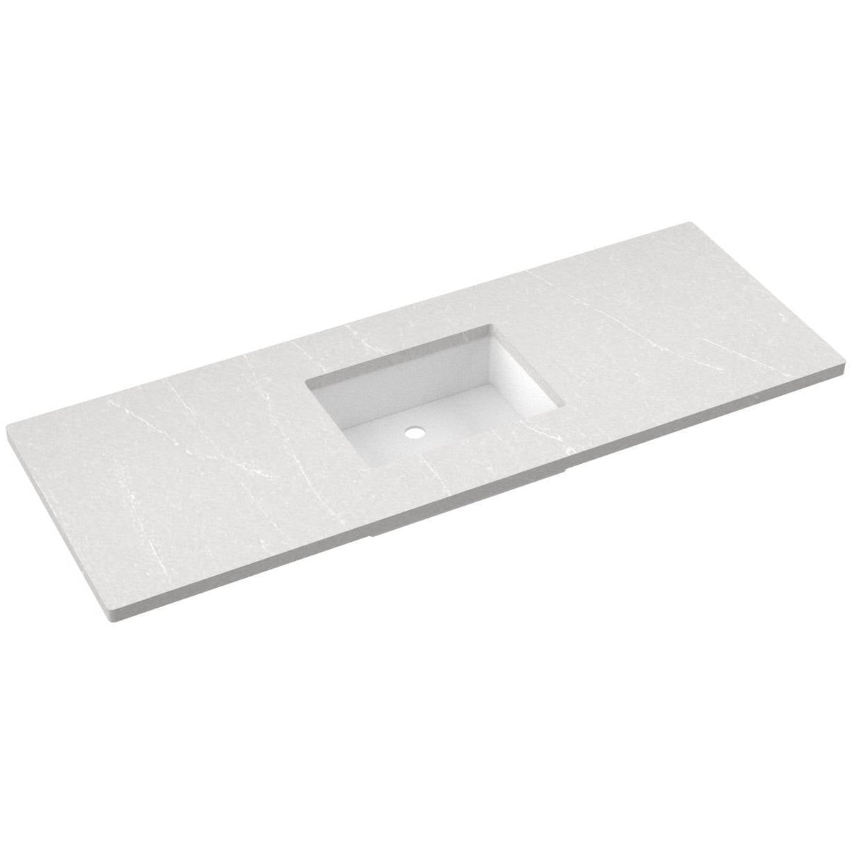 Vanderloc 61&quot; Silestone® Quartz Vanity Top Single Rectangle Centered Sink – Desert Silver – No Hole – Not Included
