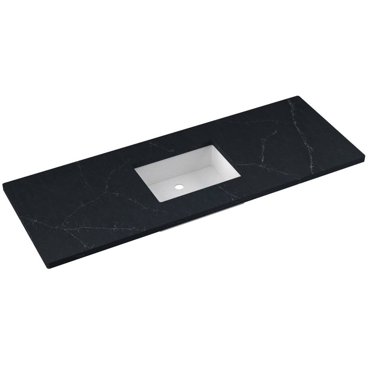 Vanderloc 61&quot; Silestone® Quartz Vanity Top Single Rectangle Centered Sink – Eternal Charcoal – No Hole – Not Included