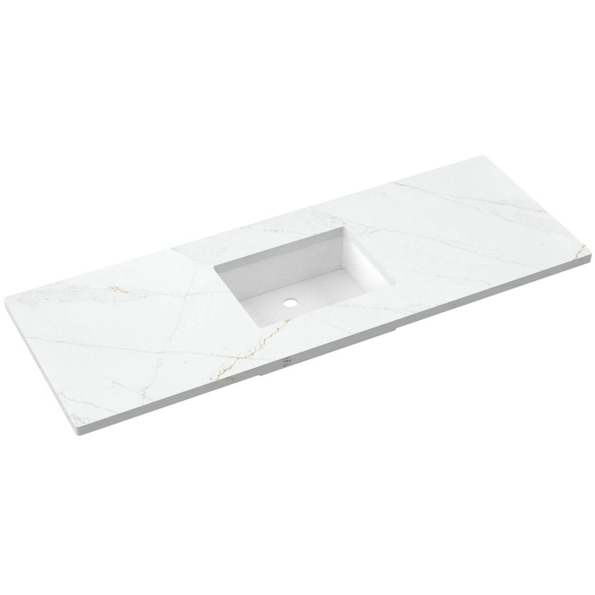 Vanderloc 61&quot; Silestone® Quartz Vanity Top Single Rectangle Centered Sink – Ethereal Glow – No Hole – Not Included
