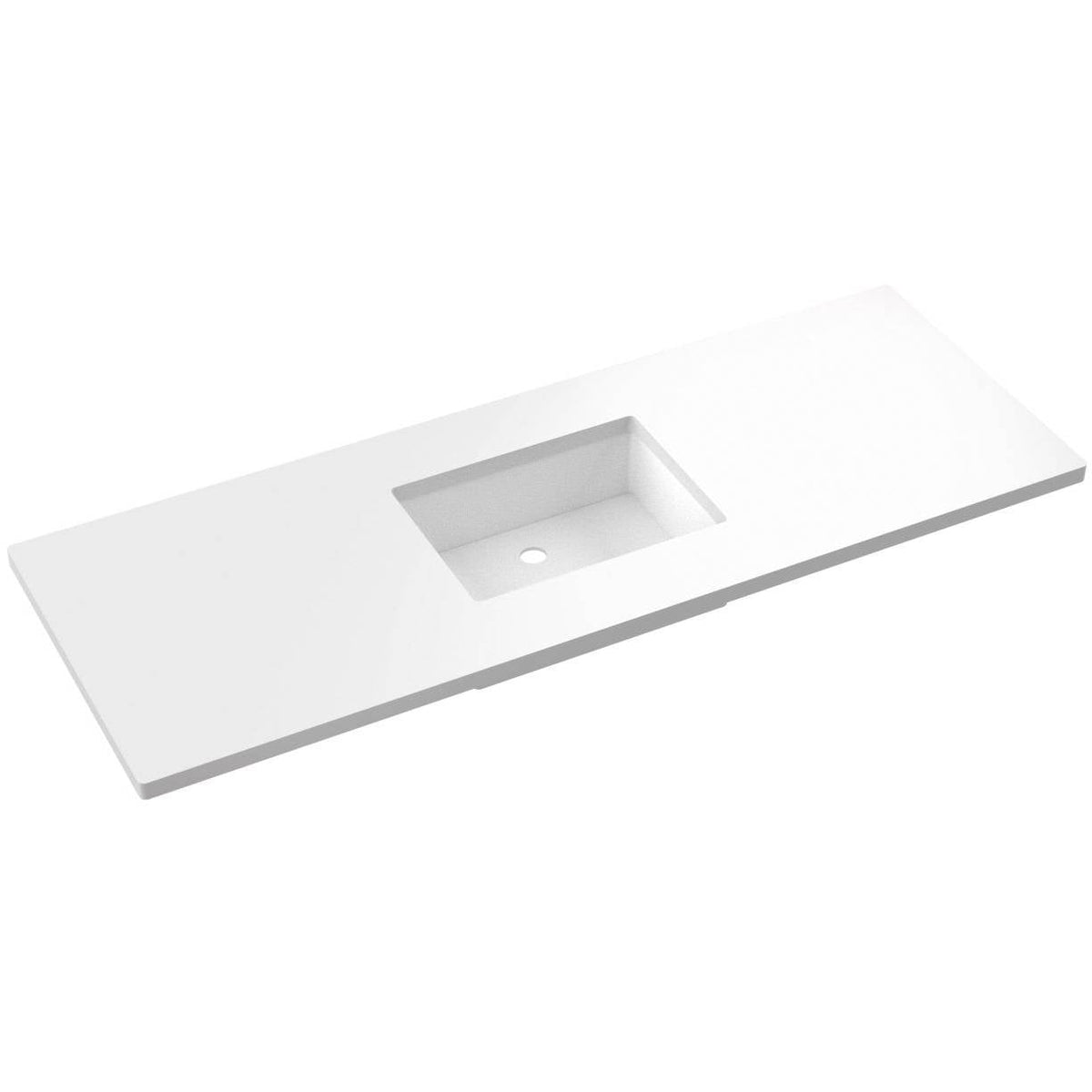 Vanderloc 61&quot; Silestone® Quartz Vanity Top Single Rectangle Centered Sink – White Zeus – No Hole – Not Included