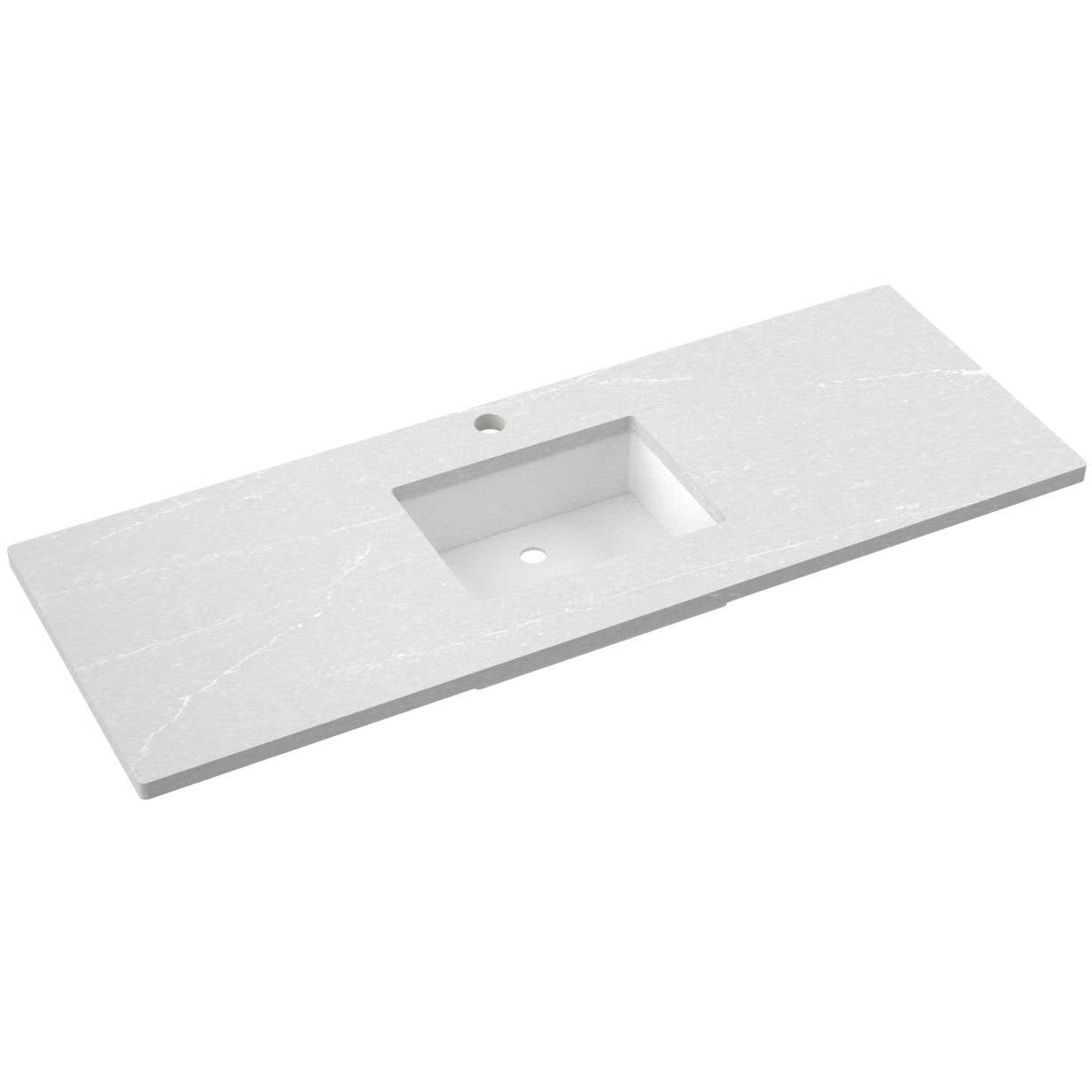 Vanderloc 61" Silestone® Quartz Vanity Top Single Rectangle Centered Sink – Desert Silver – Single Hole – Not Included