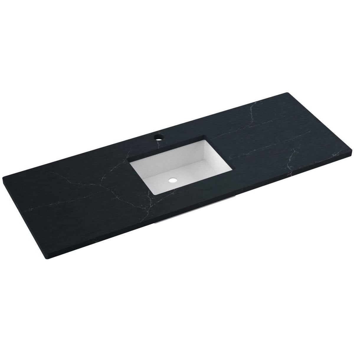 Vanderloc 61&quot; Silestone® Quartz Vanity Top Single Rectangle Centered Sink – Eternal Charcoal – Single Hole – Not Included